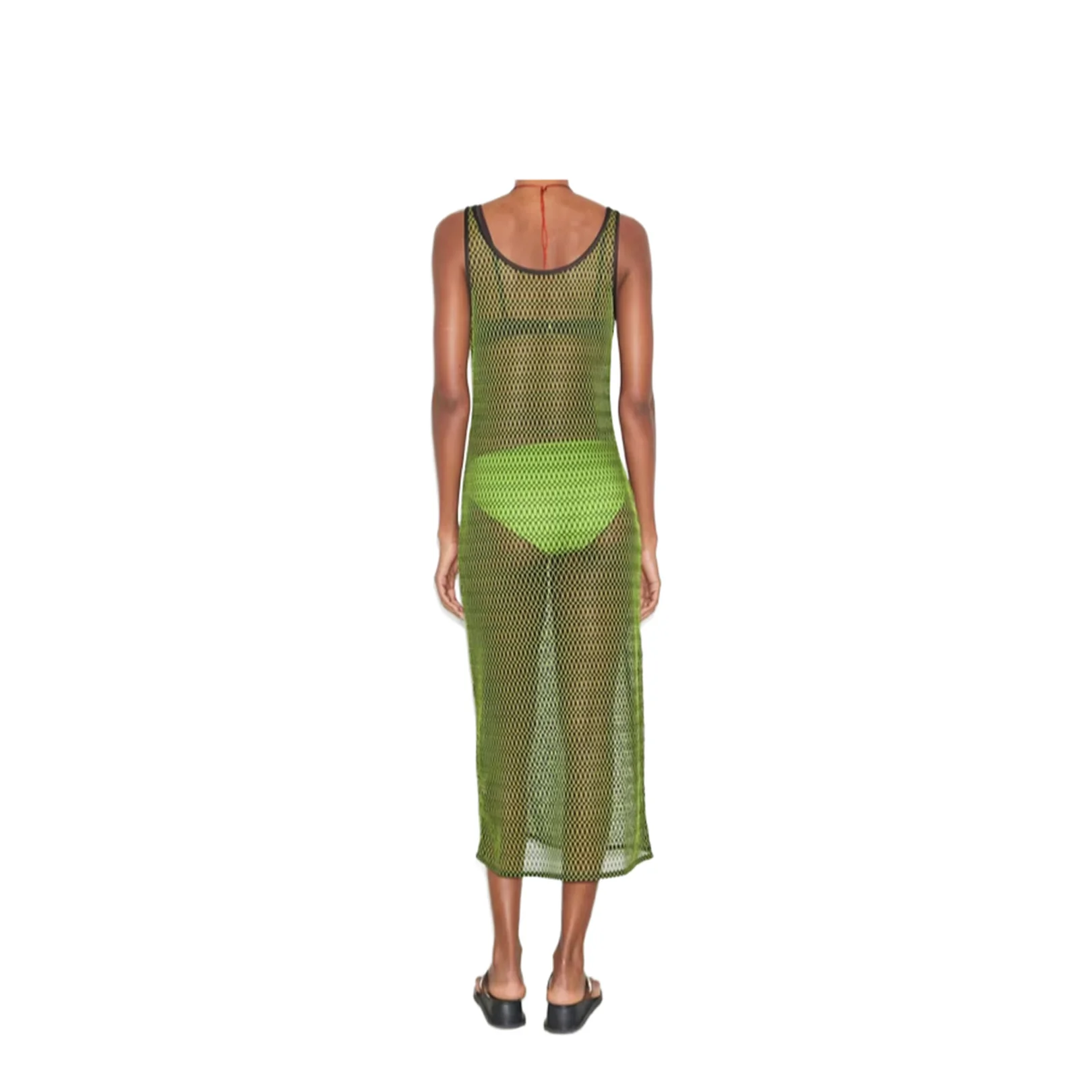 Green Lime Mesh Midi Dress - Image 3