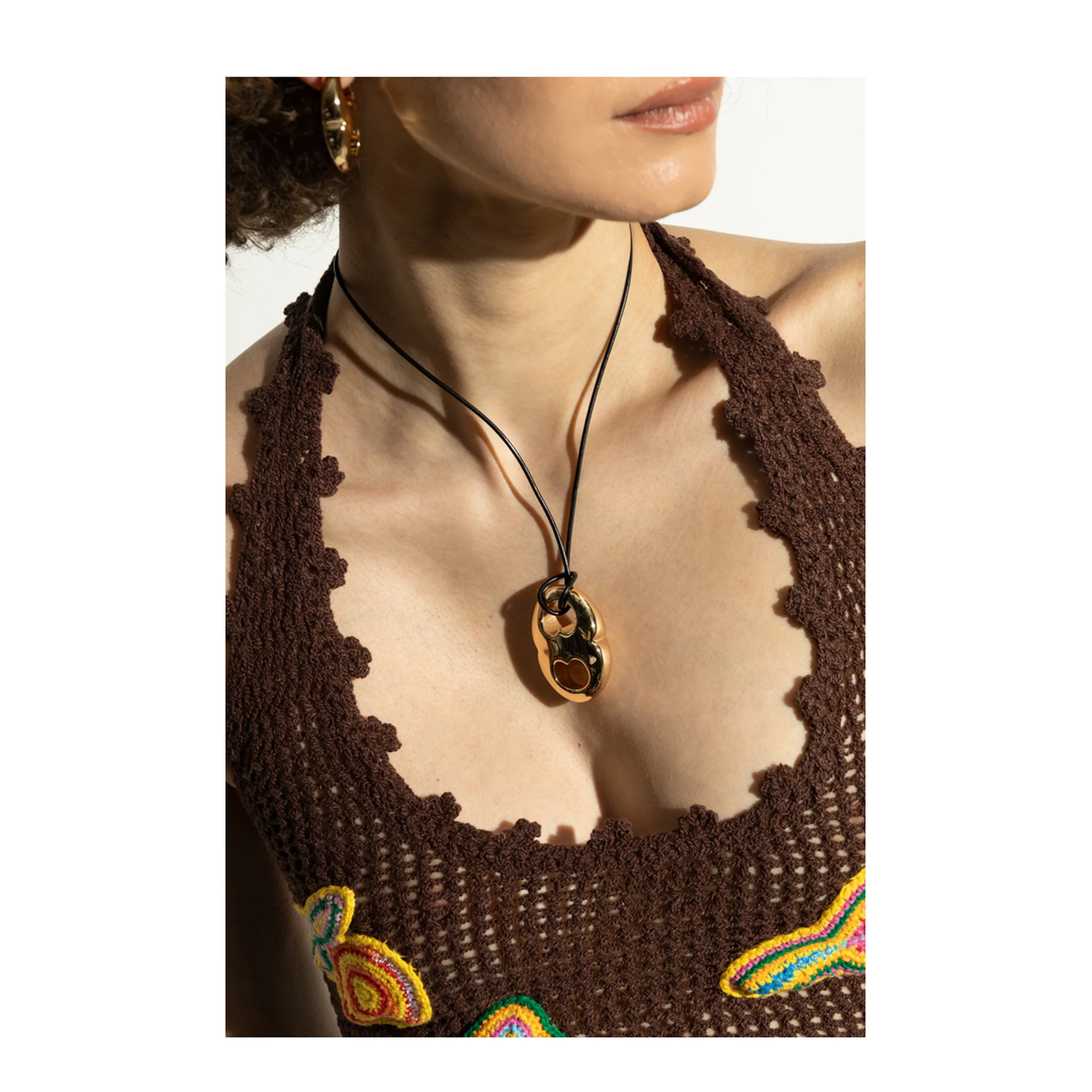 Gold Leather Necklace - Image 2