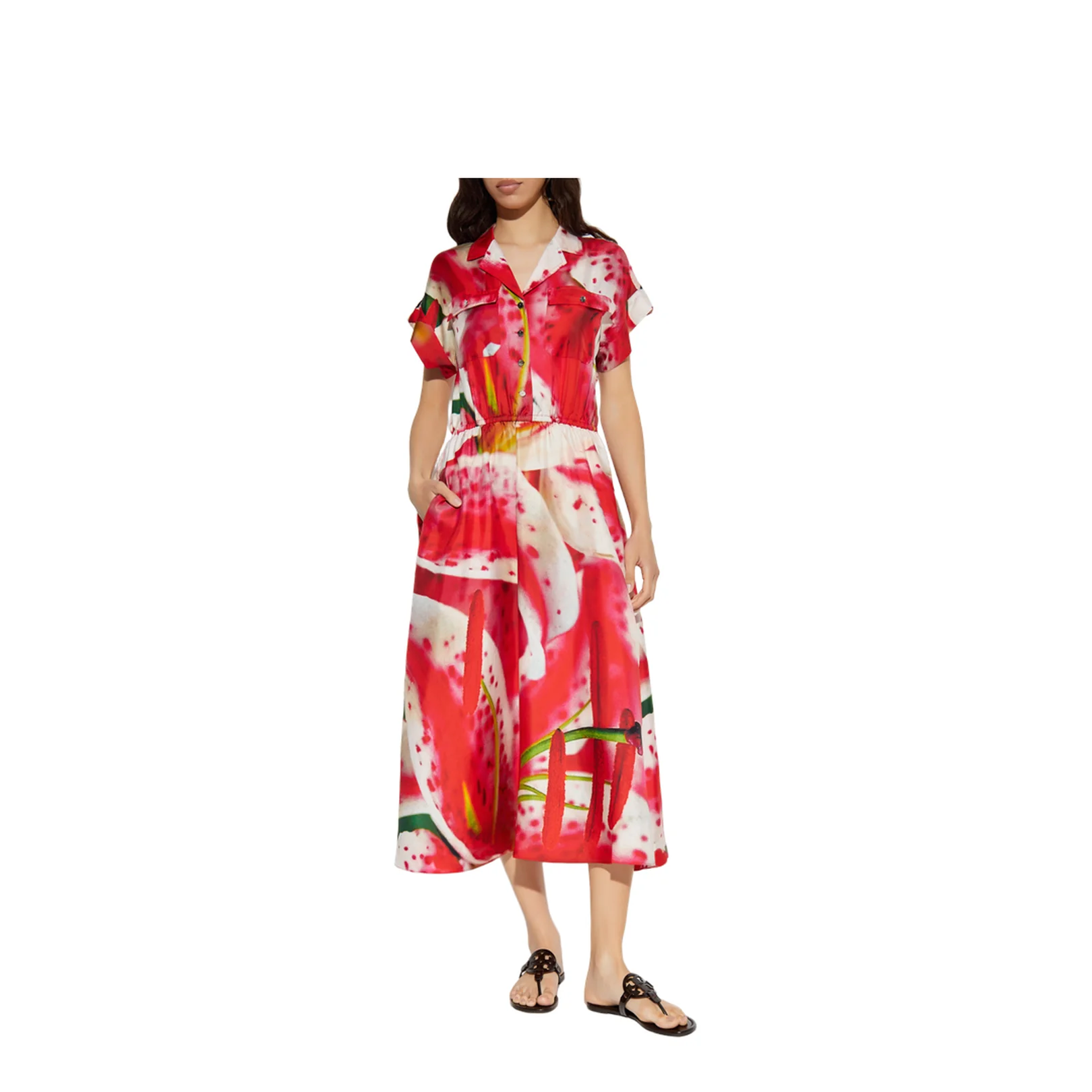 Printed Dress Bold Red Abstract Motifs - Image 3