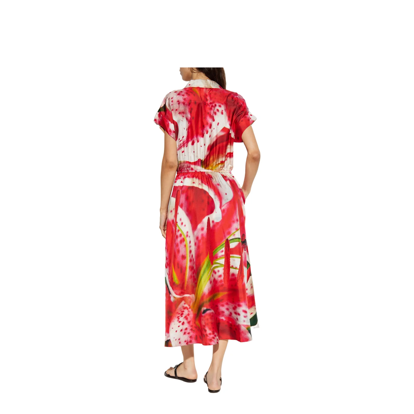 Printed Dress Bold Red Abstract Motifs - Image 4