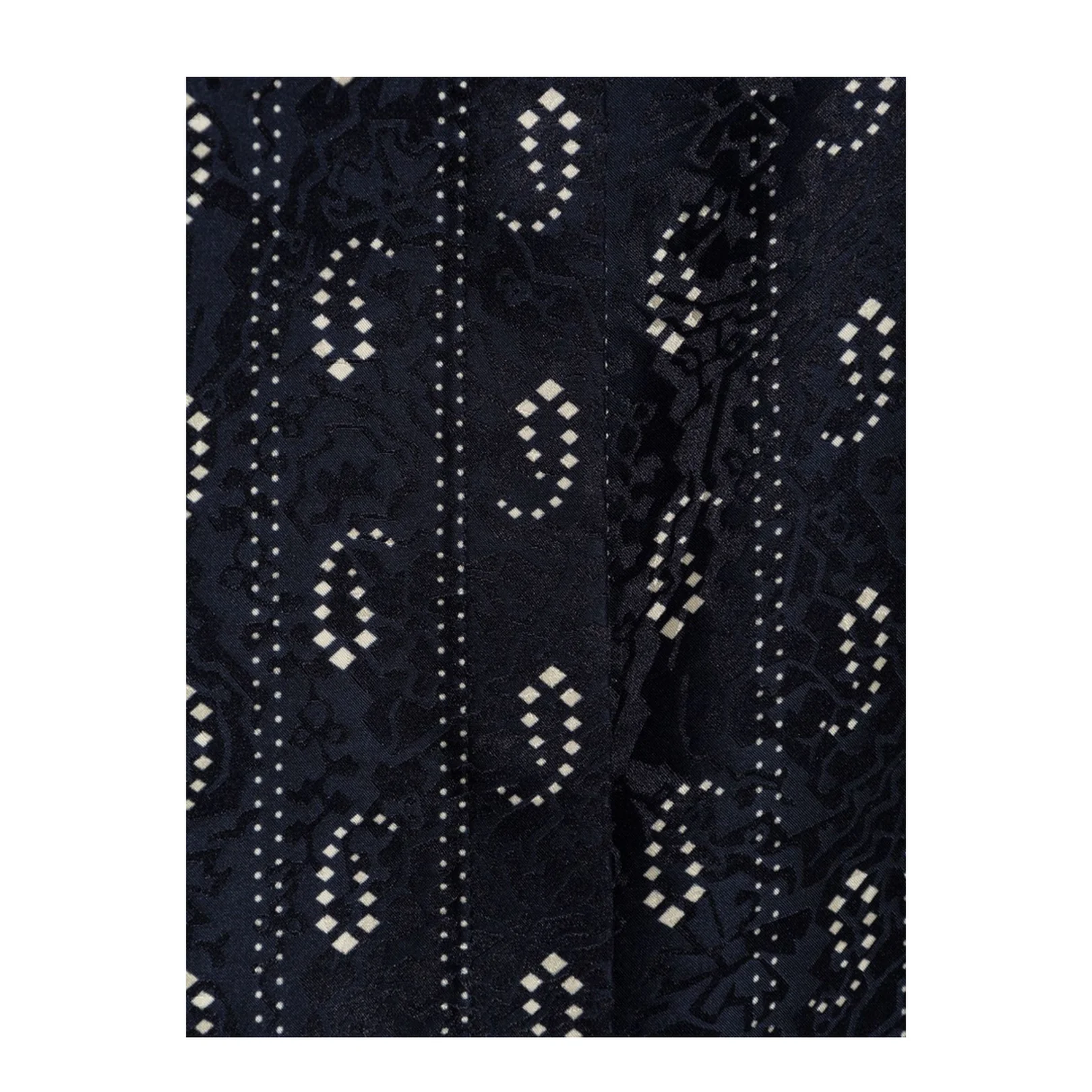 Navy Blue Paisley Print Button Fastening Mandarin Collar Long Sleeves - Image 3