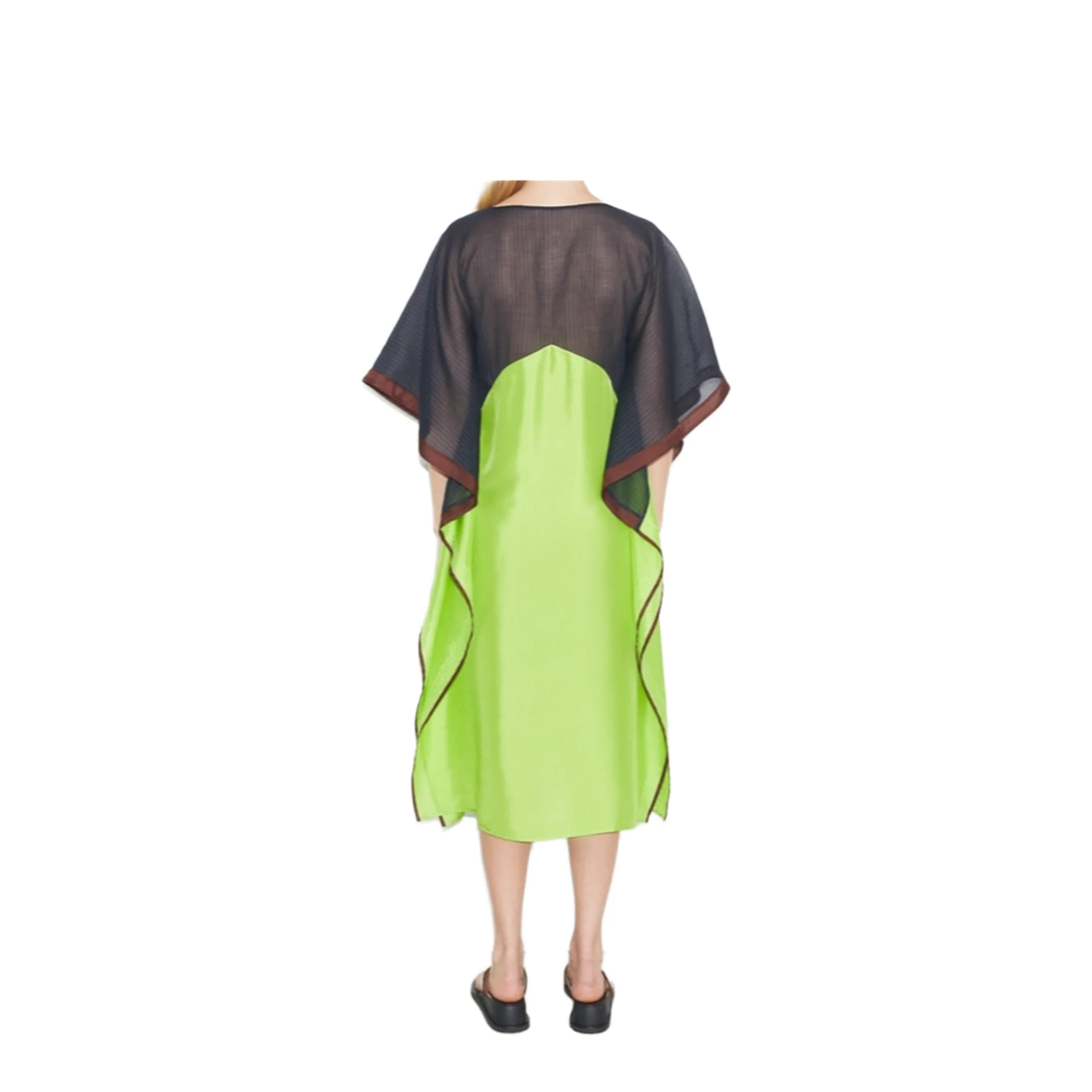 Women's Silk Caftan Black/Green - Image 3