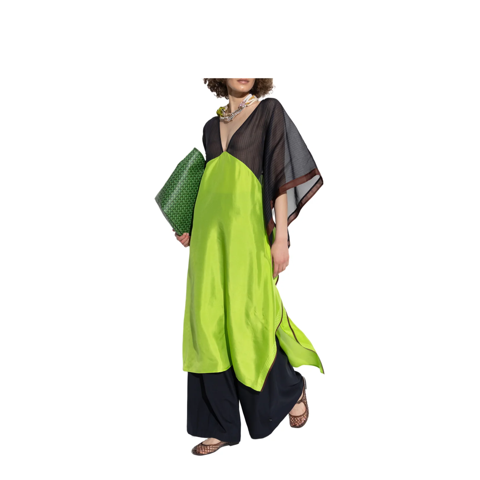 Silk Dress Neon Sheen Semi Transparent Black - Image 2