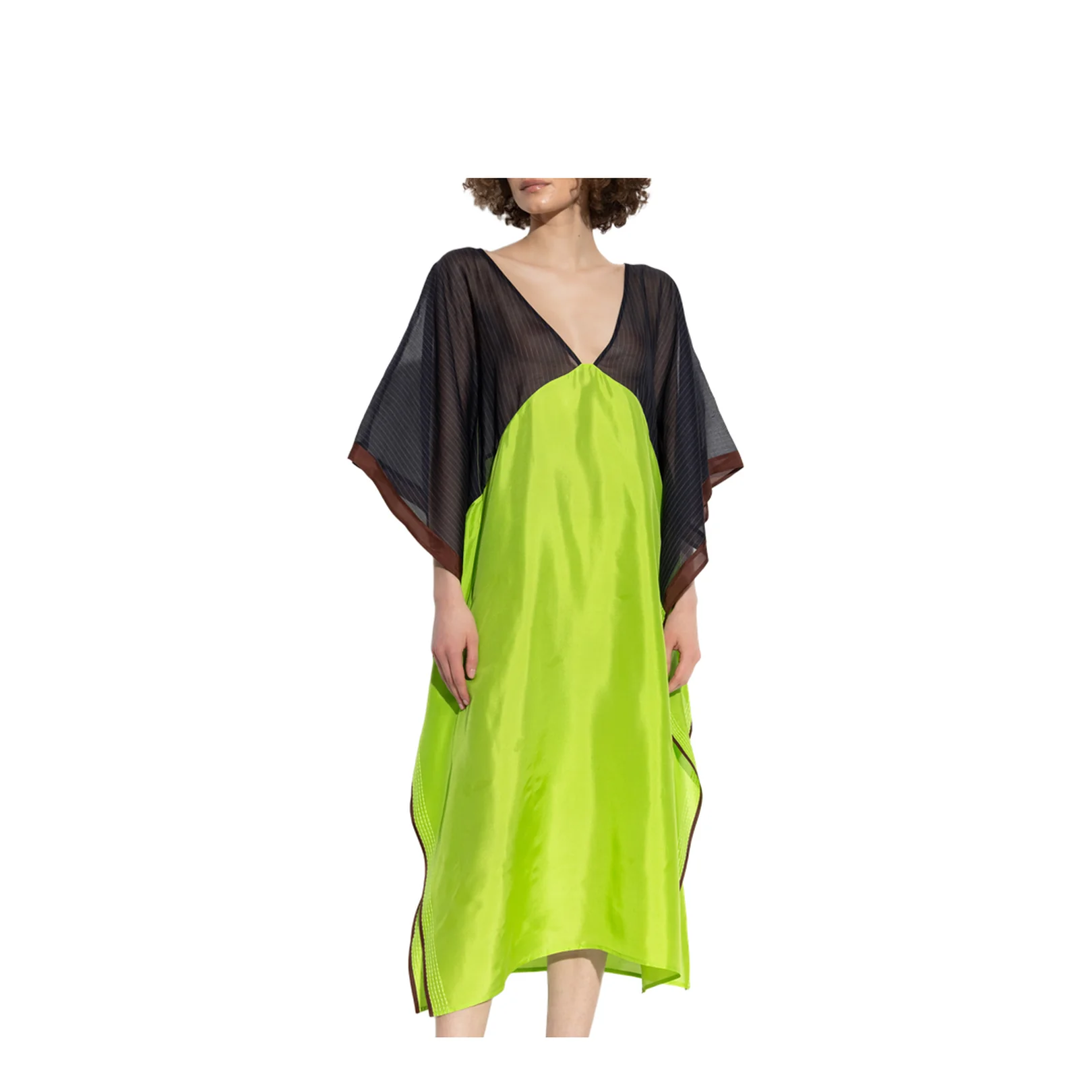 Silk Dress Neon Sheen Semi Transparent Black - Image 3