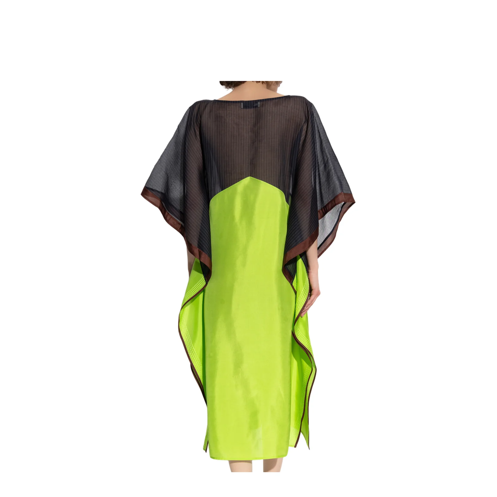 Silk Dress Neon Sheen Semi Transparent Black - Image 4