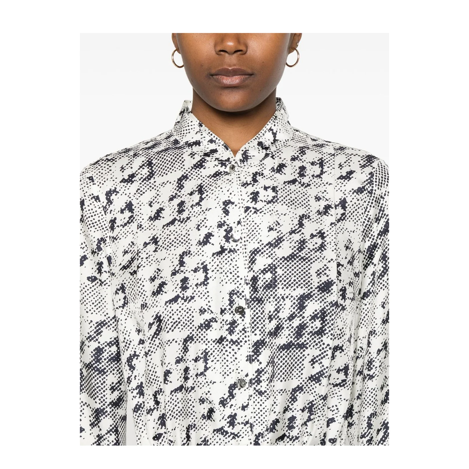 Silk Dress With Pixelated Logo Print - Image 4