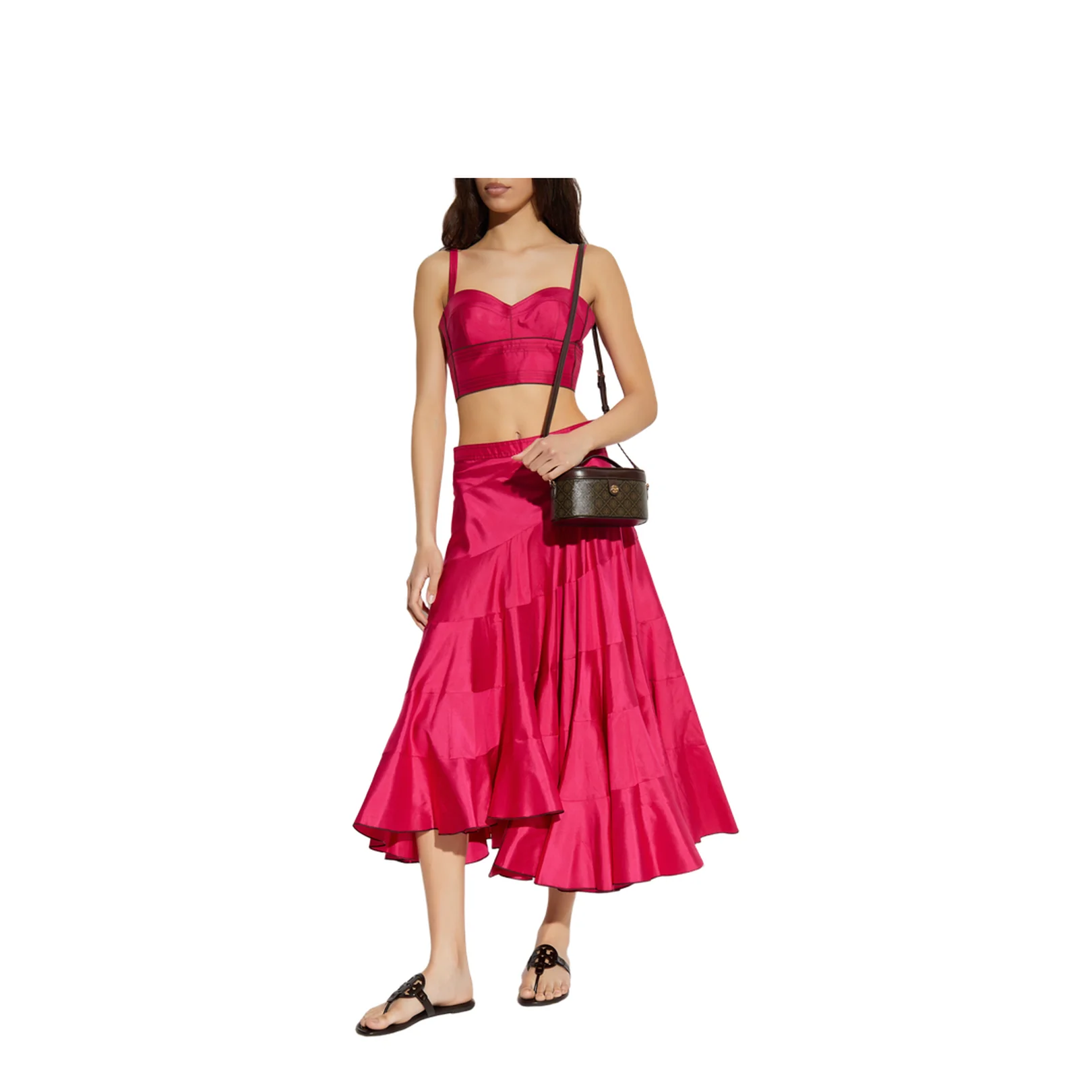 Silk Skirt Asymmetric Cut Pink - Image 2