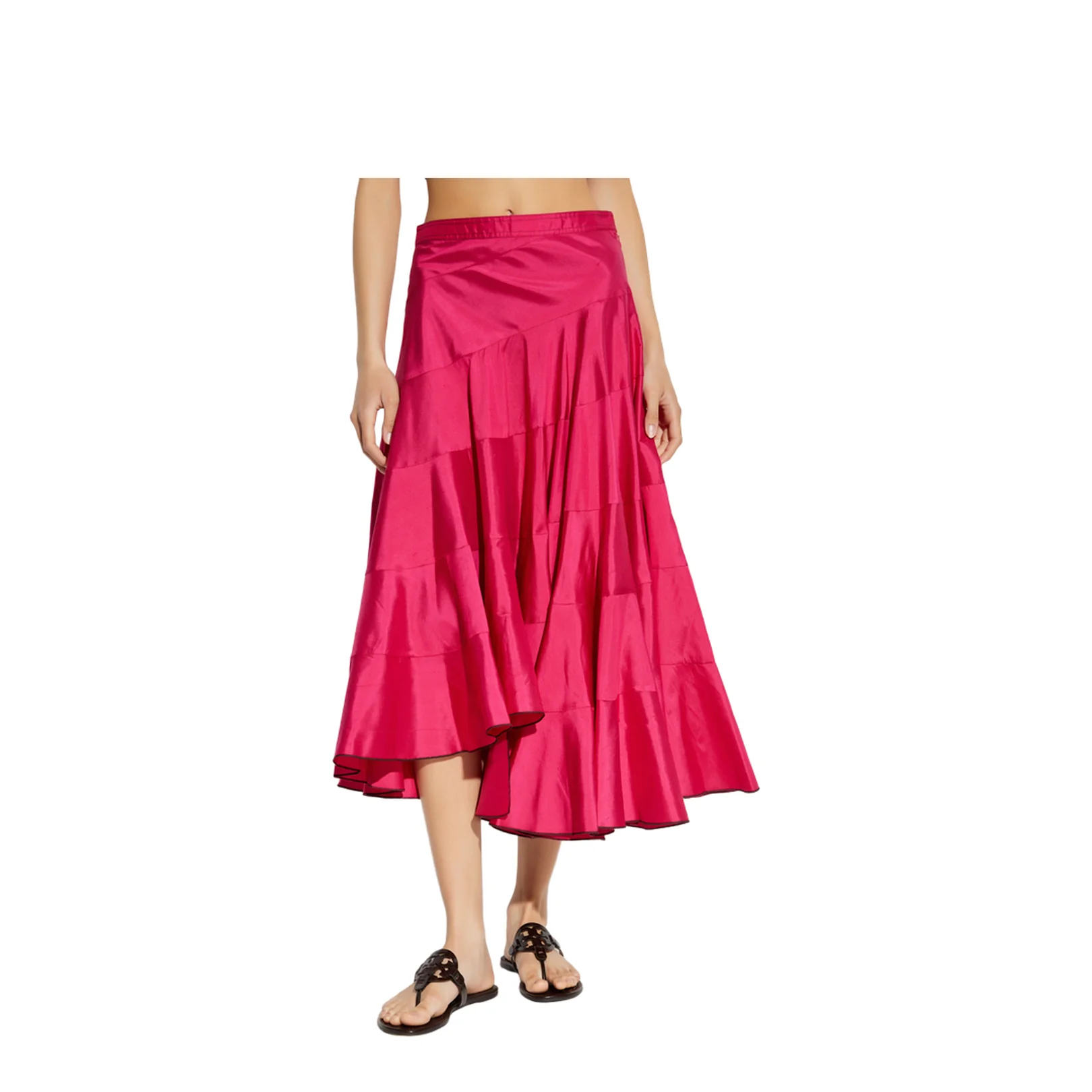 Silk Skirt Asymmetric Cut Pink - Image 3