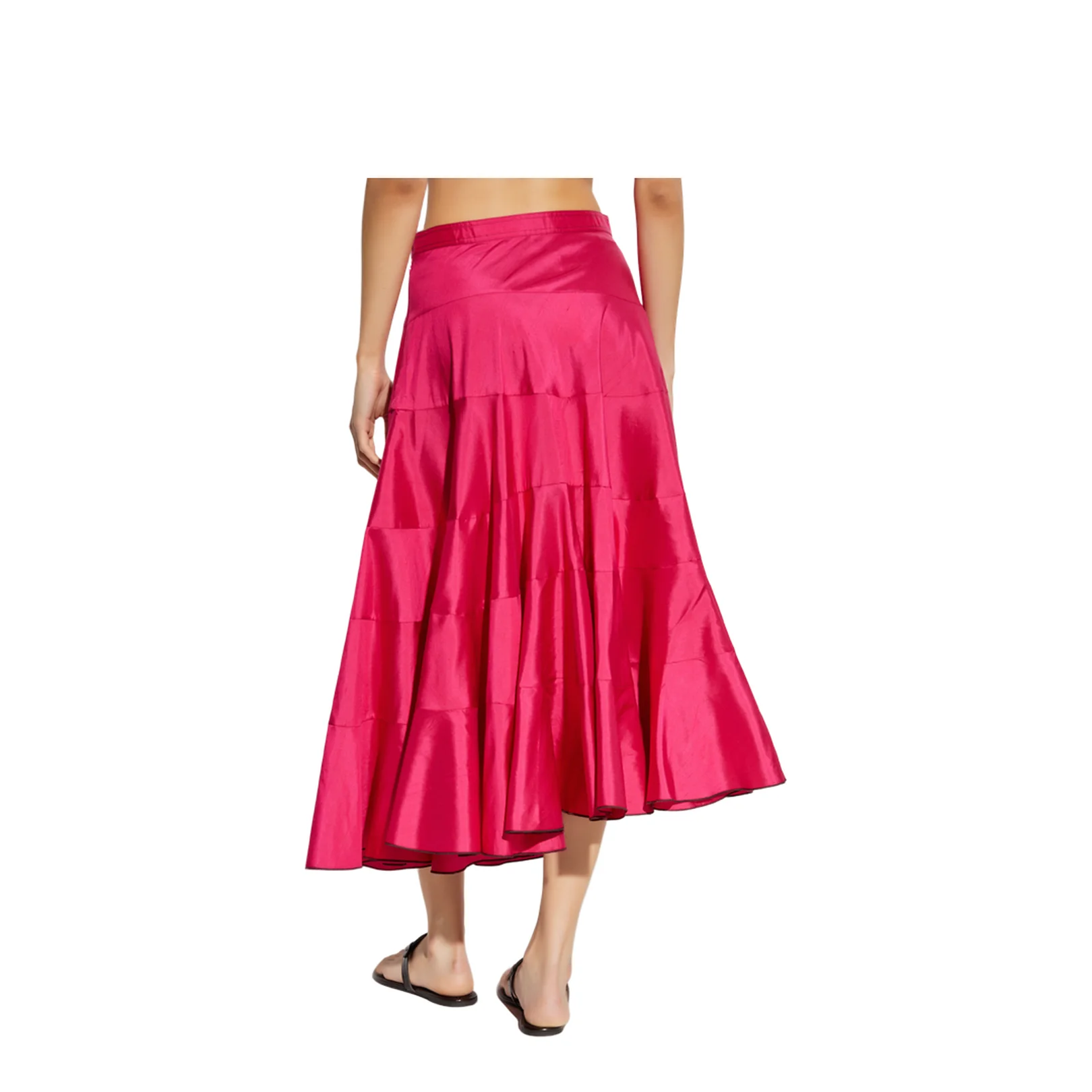 Silk Skirt Asymmetric Cut Pink - Image 4