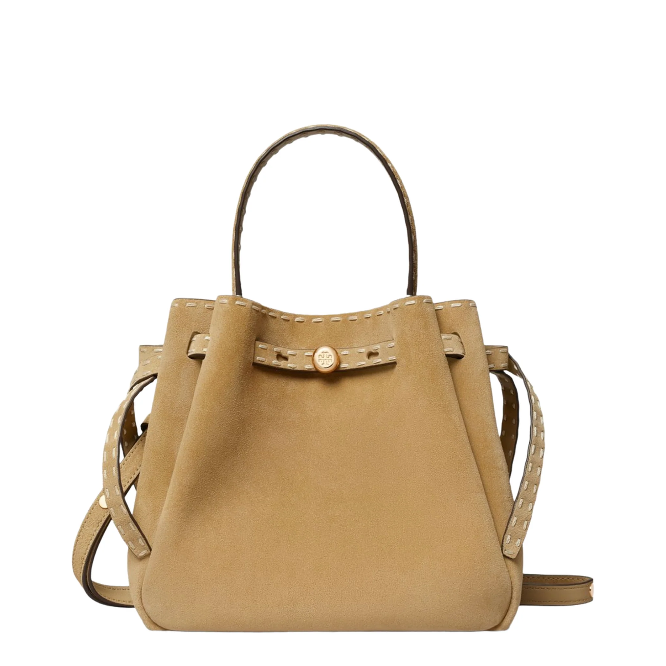 Pick Stitch Suede Bucket Bag - Butter - Image 2
