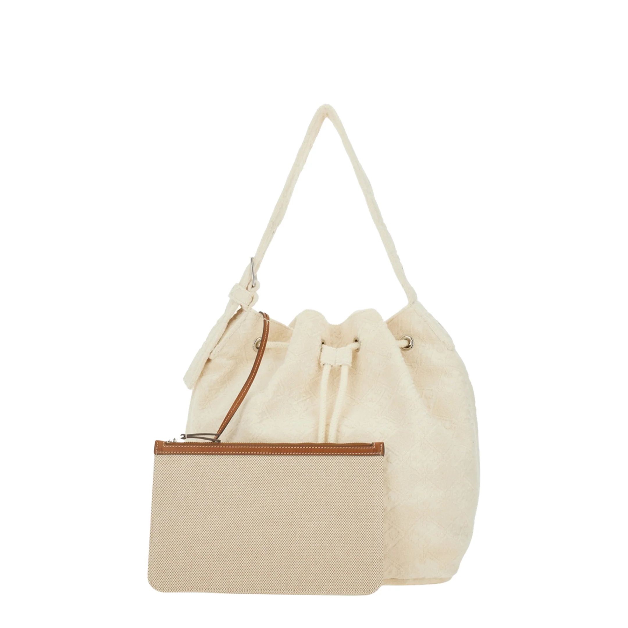 T Monogram Terry Canvas Bucket Bag - White - Image 3