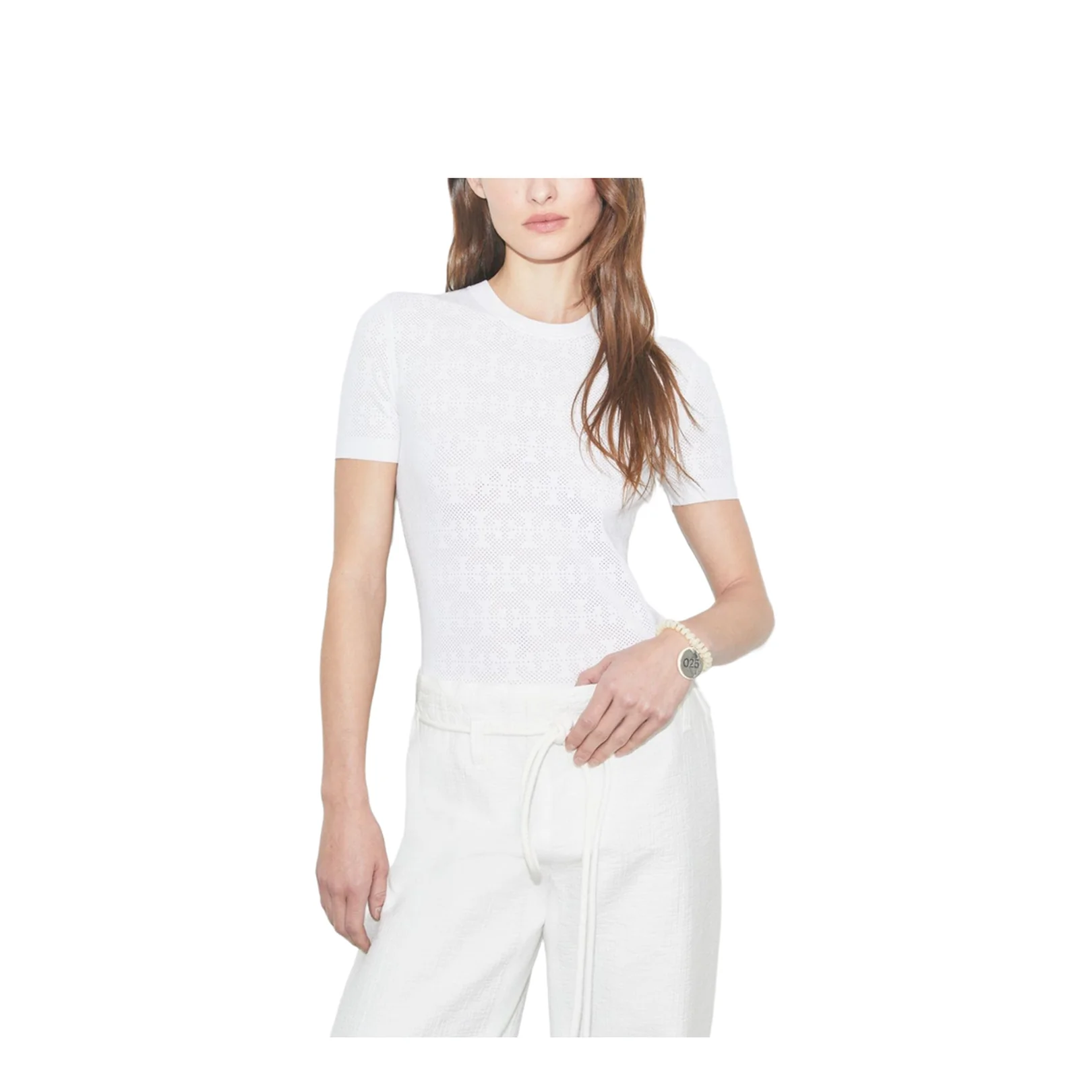 White Jacquard T-Shirt - Image 2