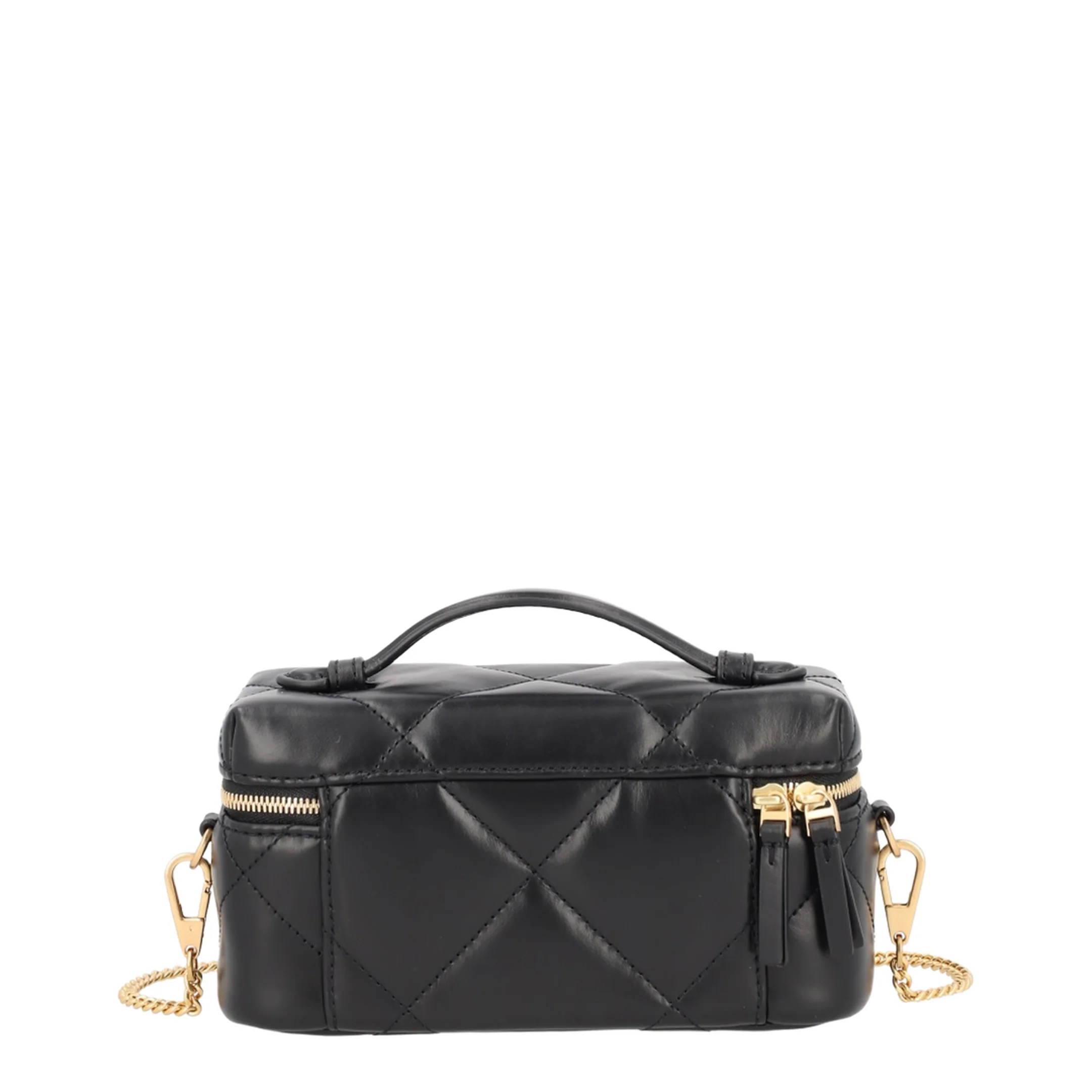 Kira Diamond Quilt Charm East-West Leather Vanity Case - Black - Image 2
