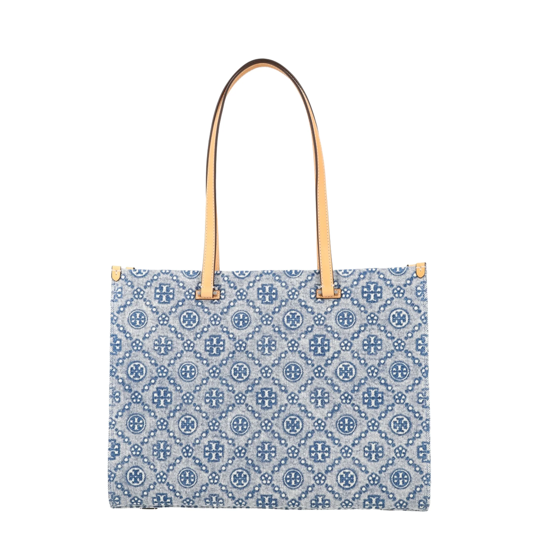 T Monogram Denim Tote Bag - Powder Blue - Image 2