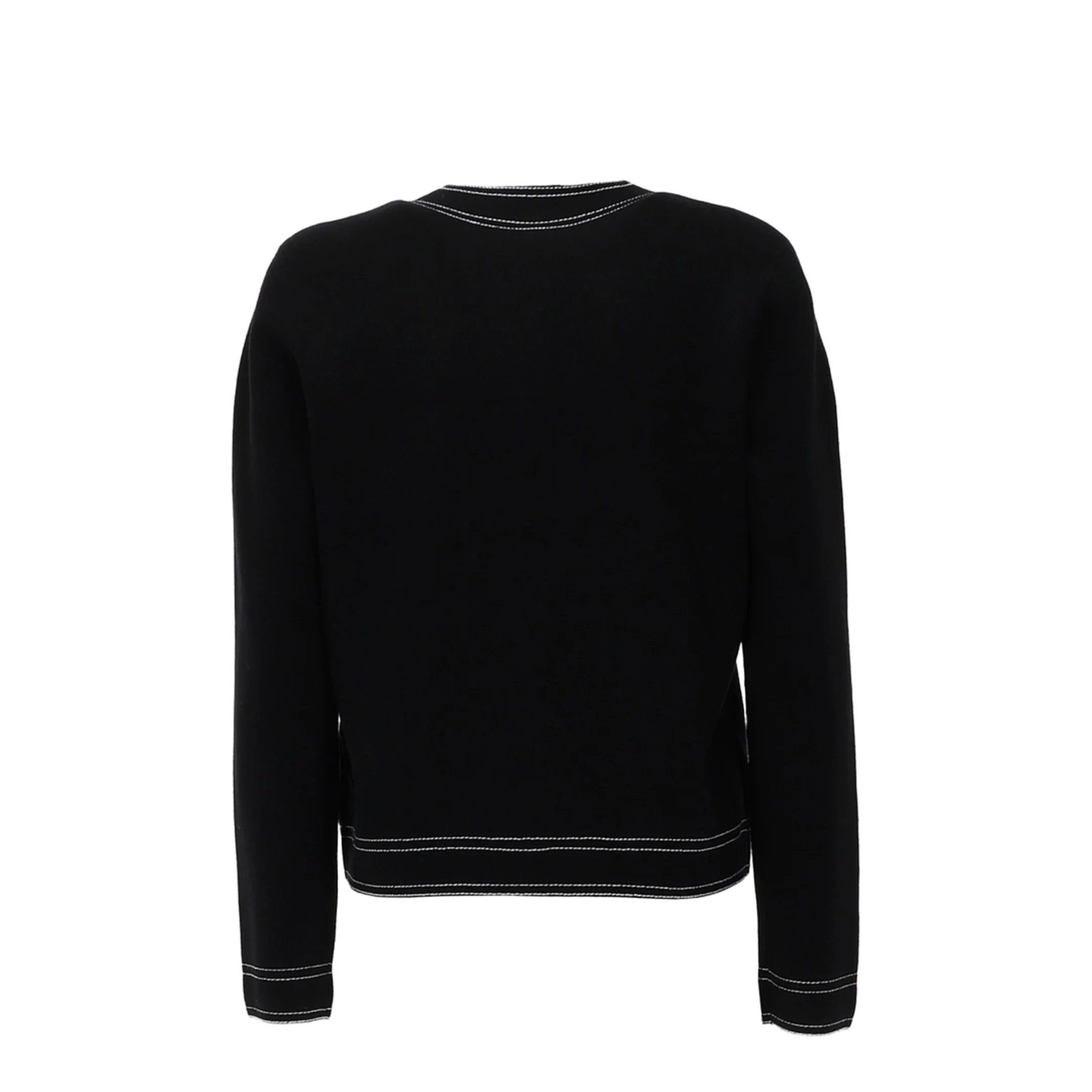 Wool Cardigan Contrast Stitching - Image 3