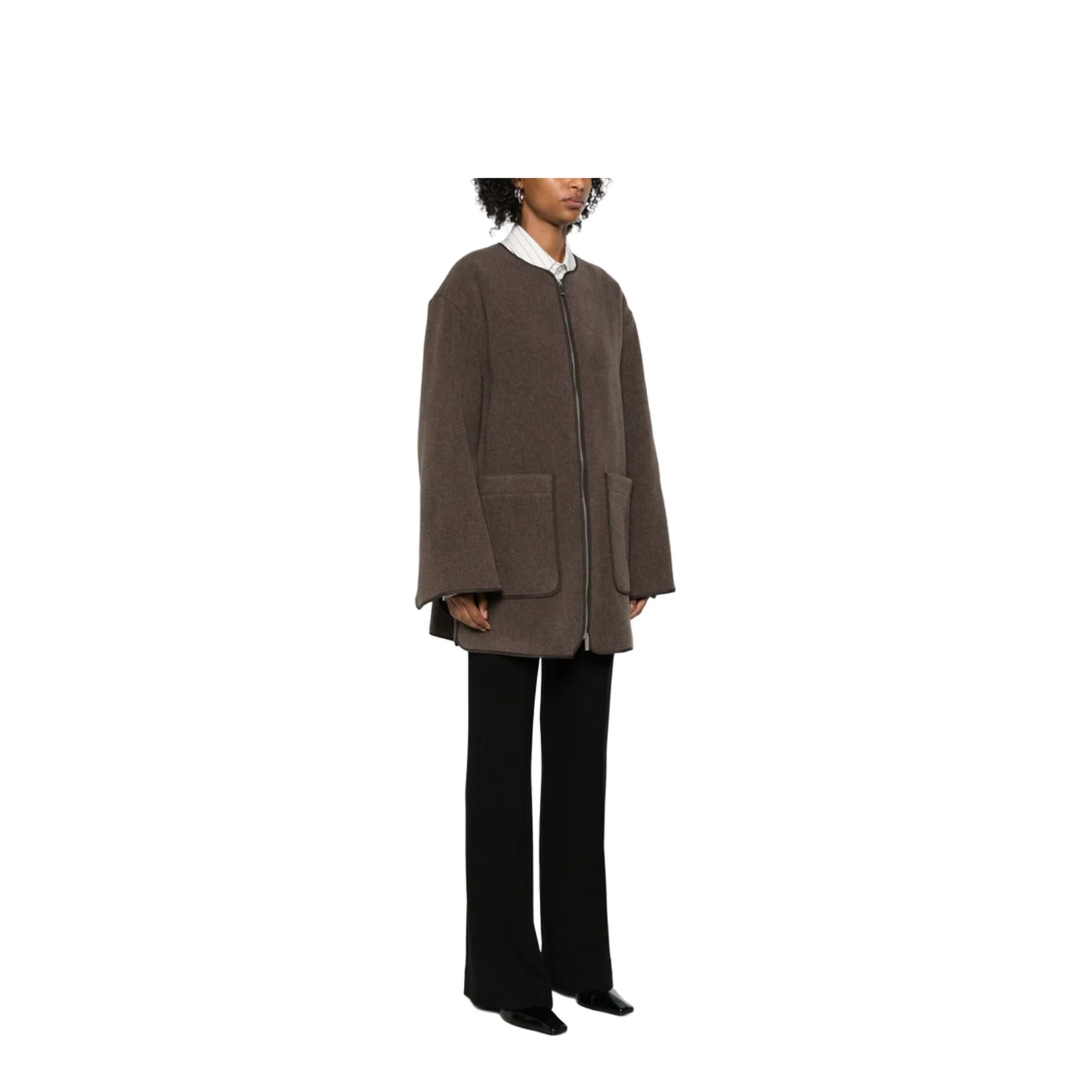Wool Zipped Jacket Brown - Image 5