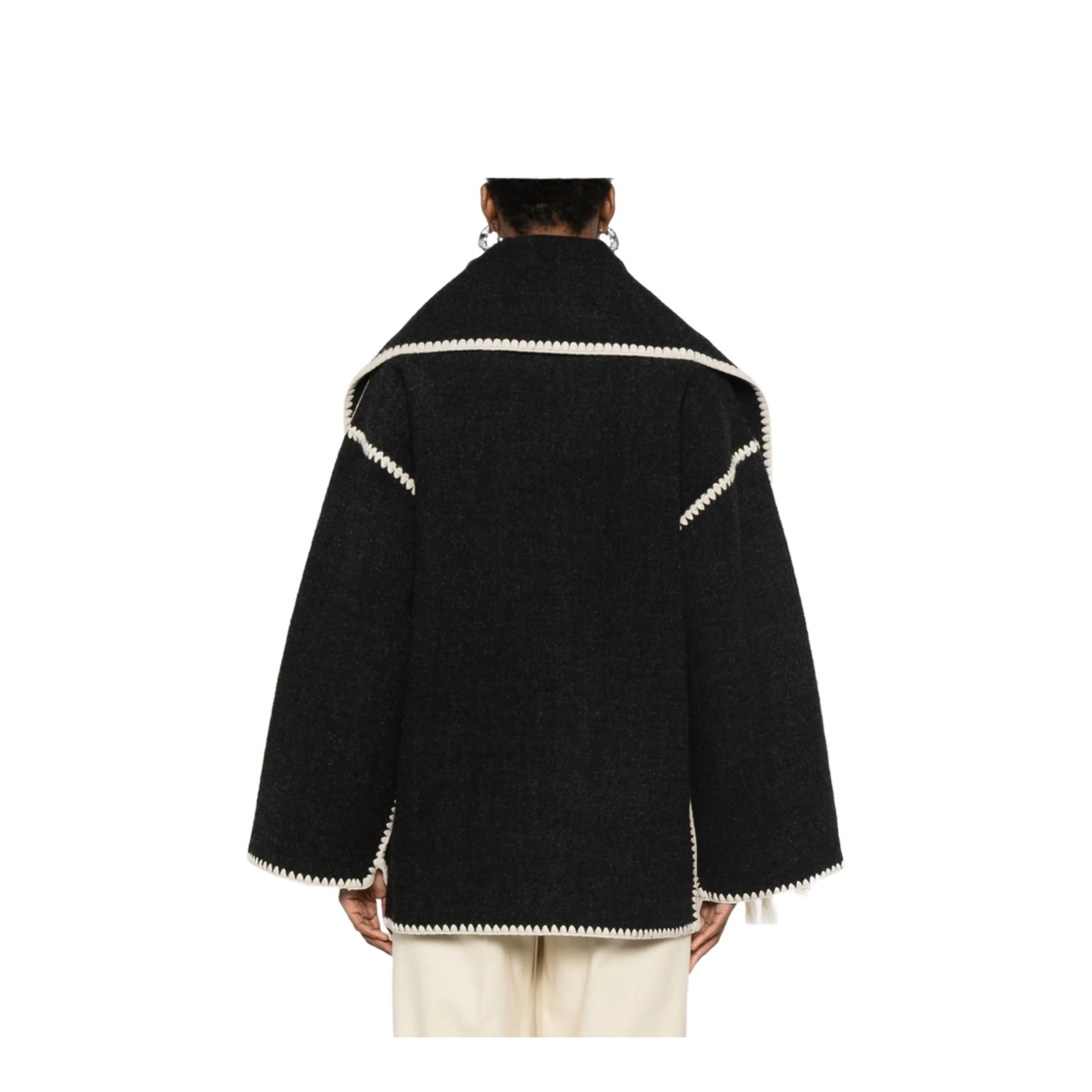 Embroidered Scarf Jacket - Dark Grey - Image 4