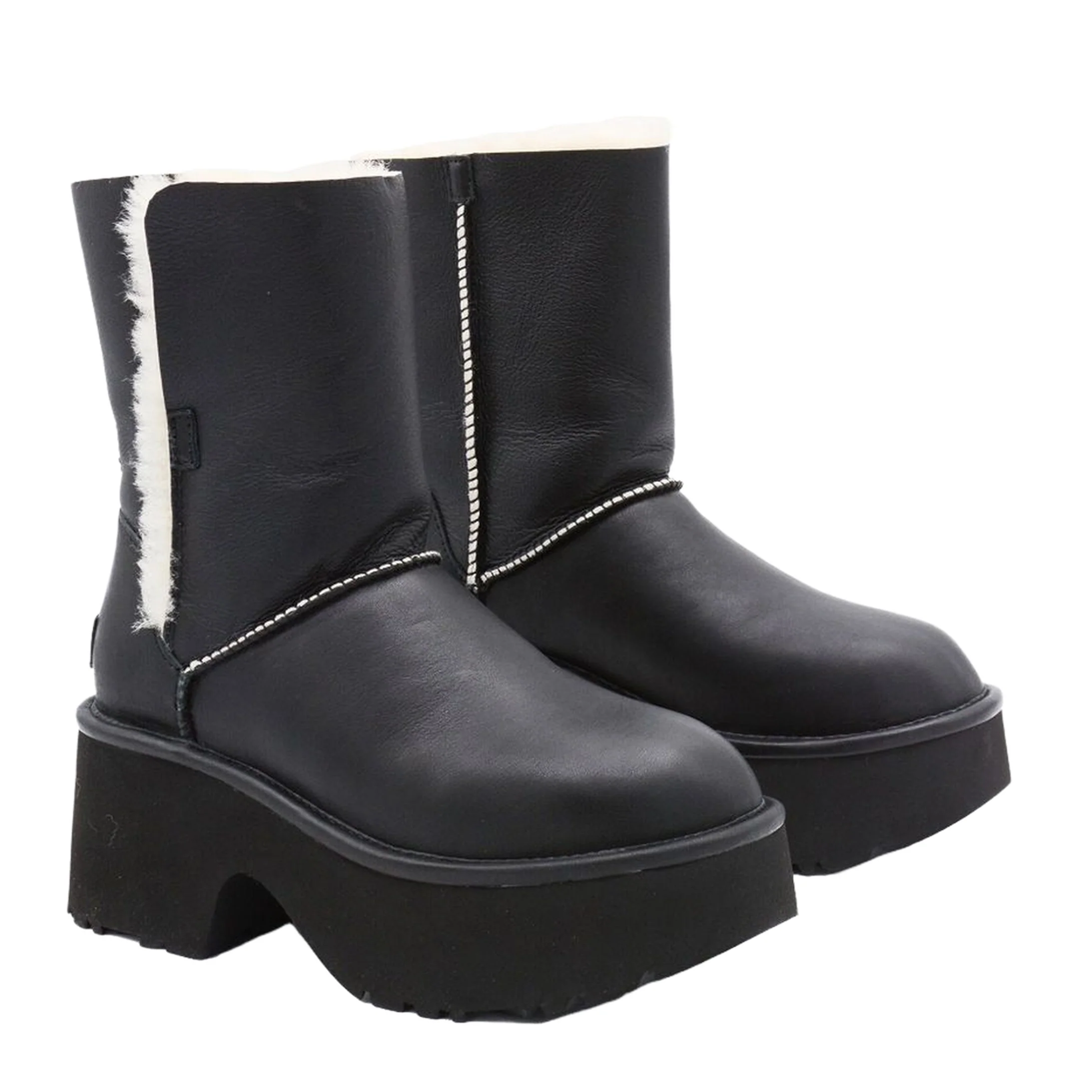 Platform Fur-Trim Leather Boots - Image 2