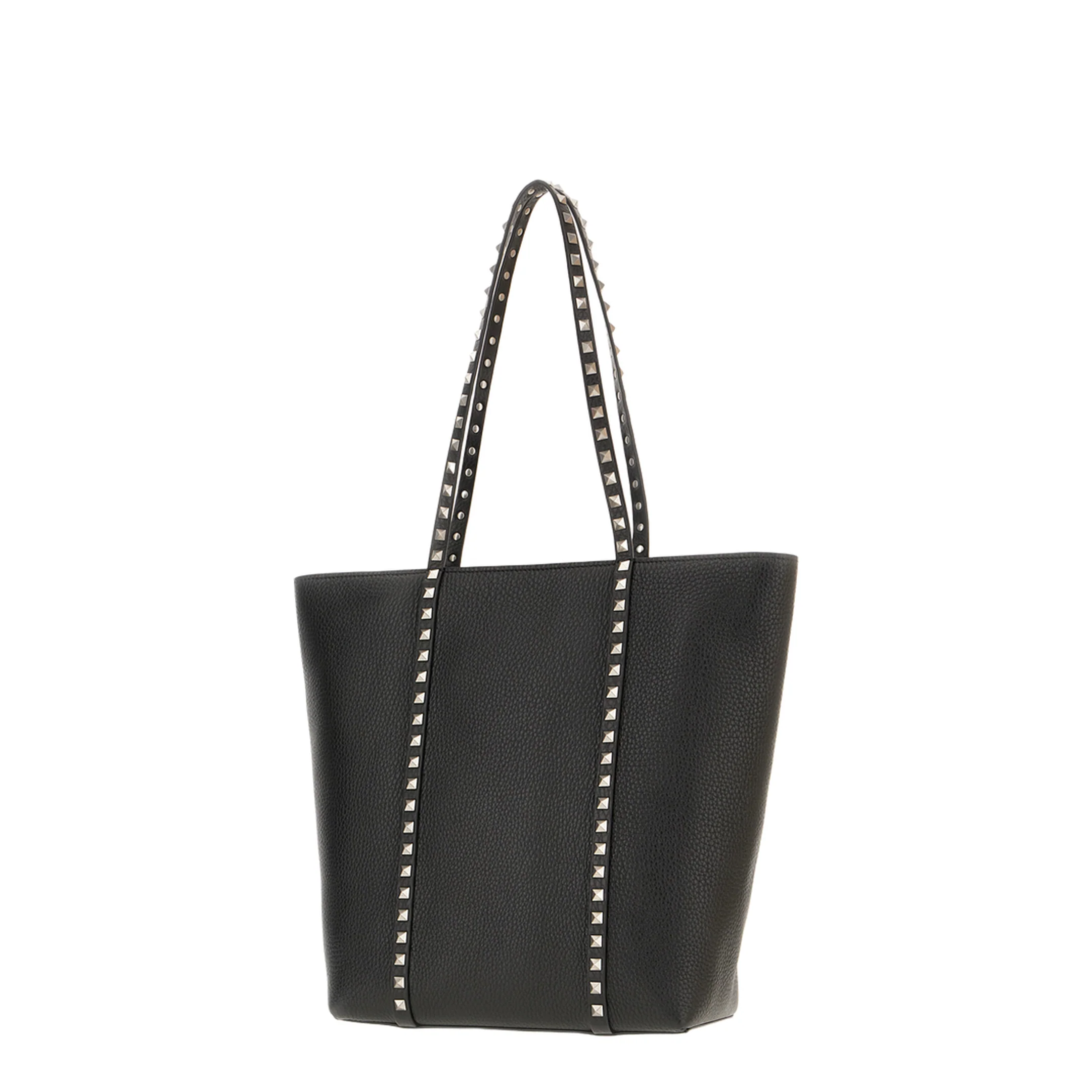 Rockstud Leather Shopping Bag in Black - Image 2