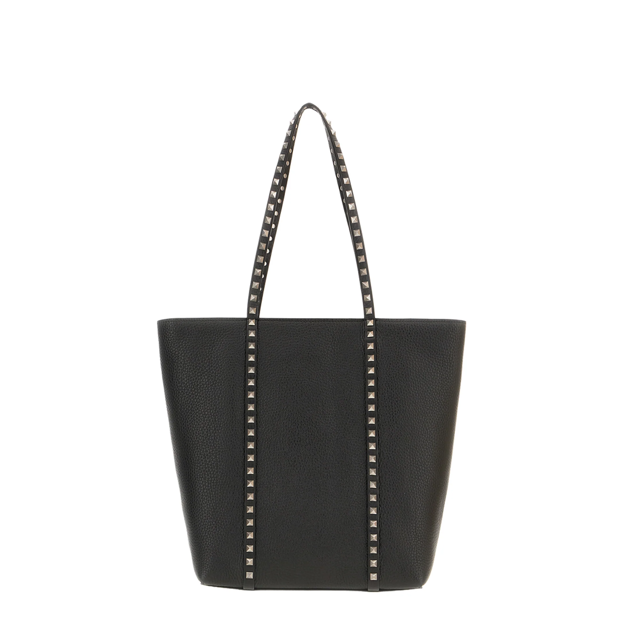 Rockstud Leather Shopping Bag in Black - Image 3