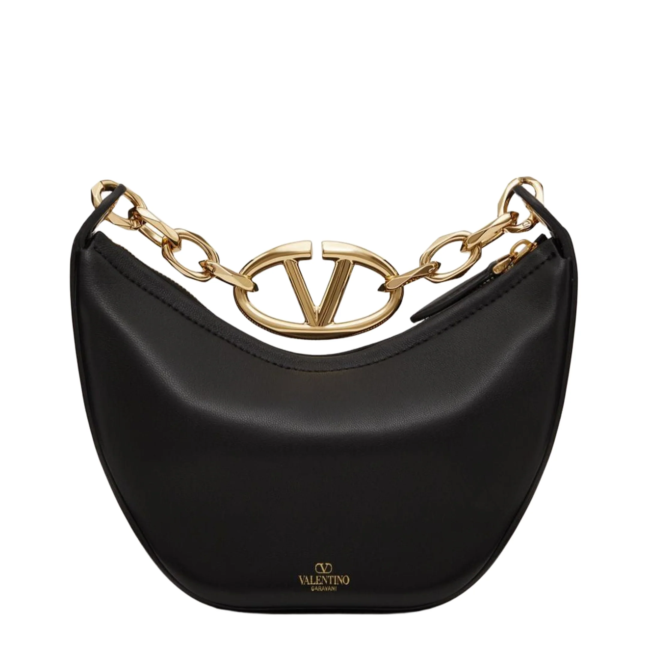 Garavani Black Leather Small Hobo Vlogo Moon Handbag - Image 3