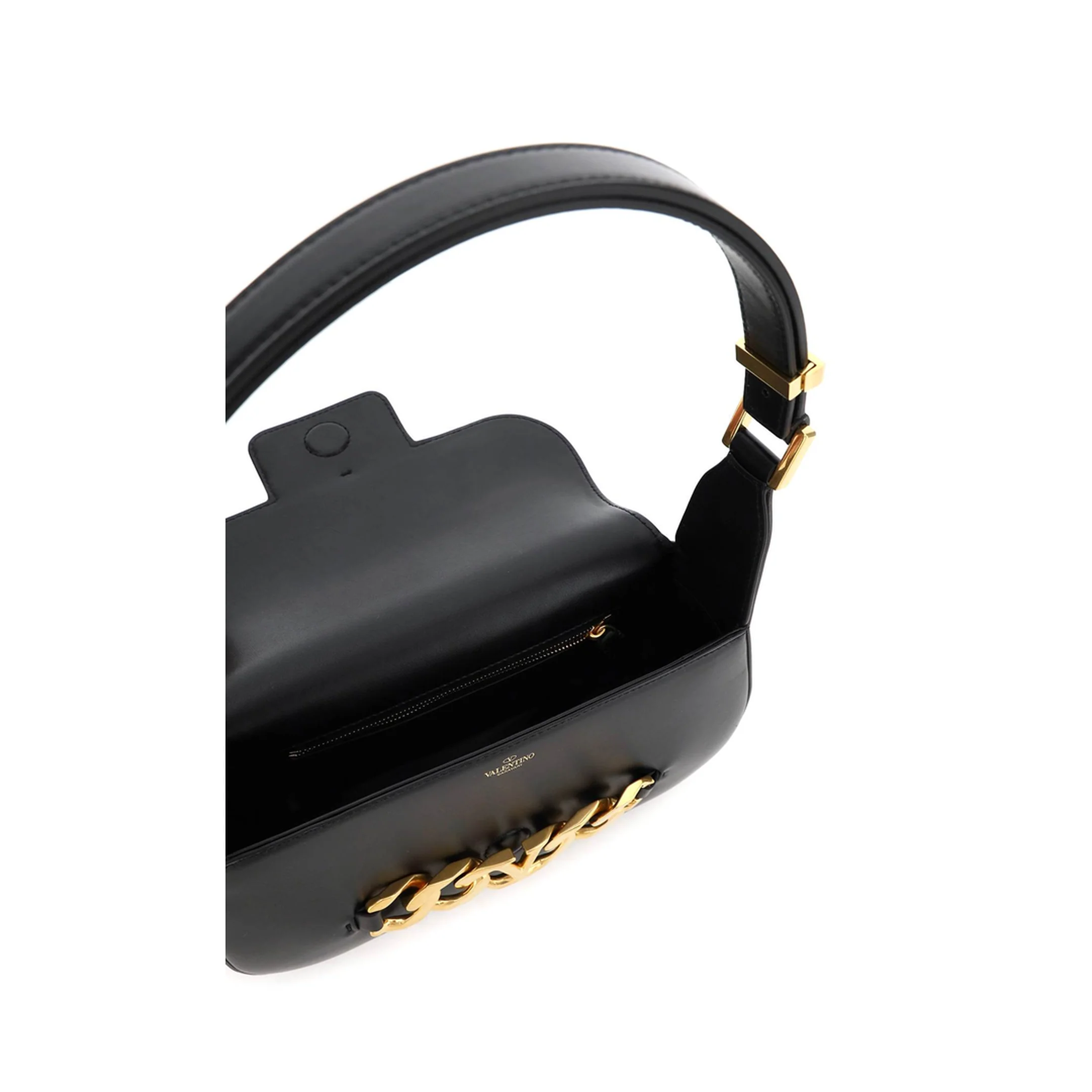 VLogo Chain Leather Shoulder Bag - Black - Image 3