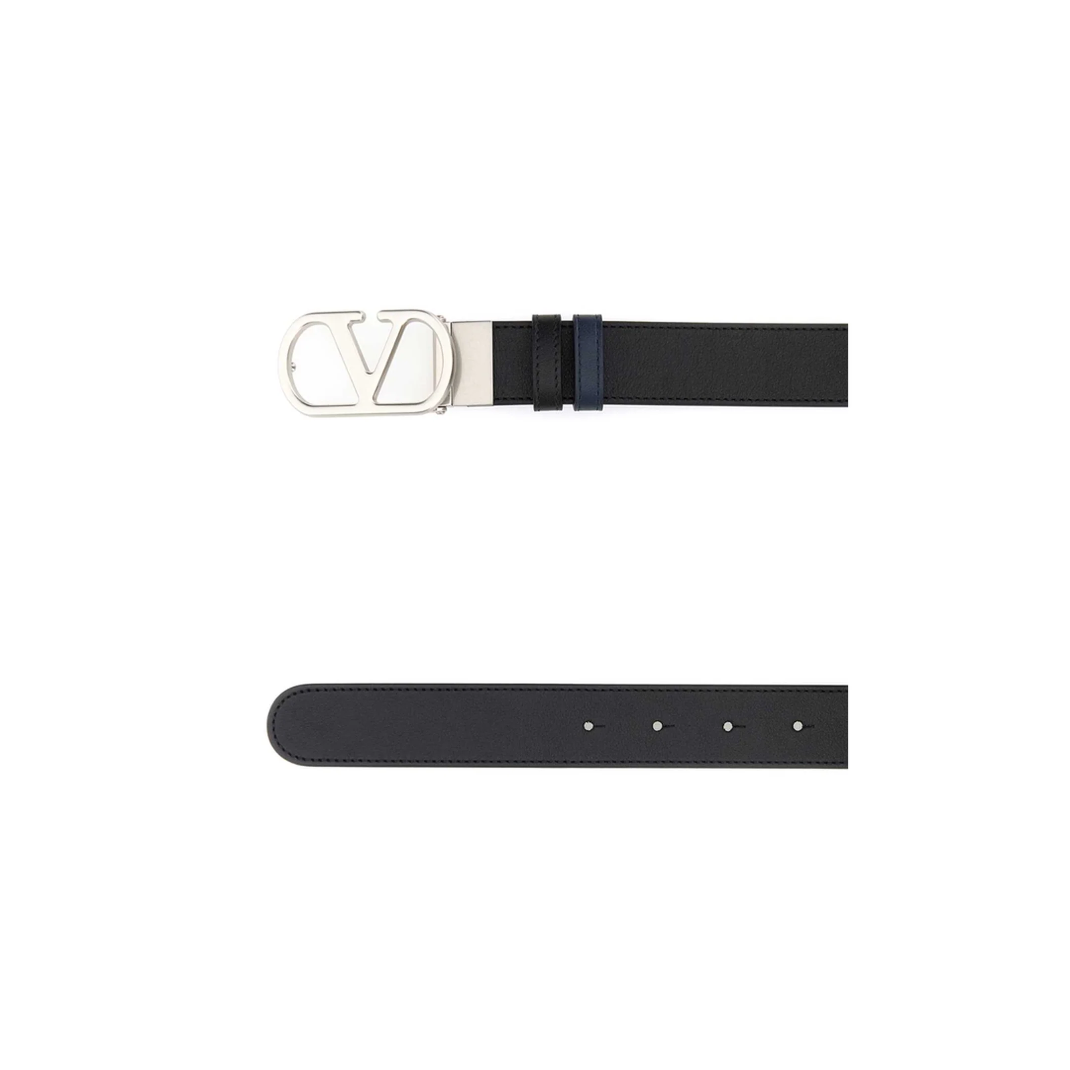 Black Reversible Leather Belt - Black - Image 2