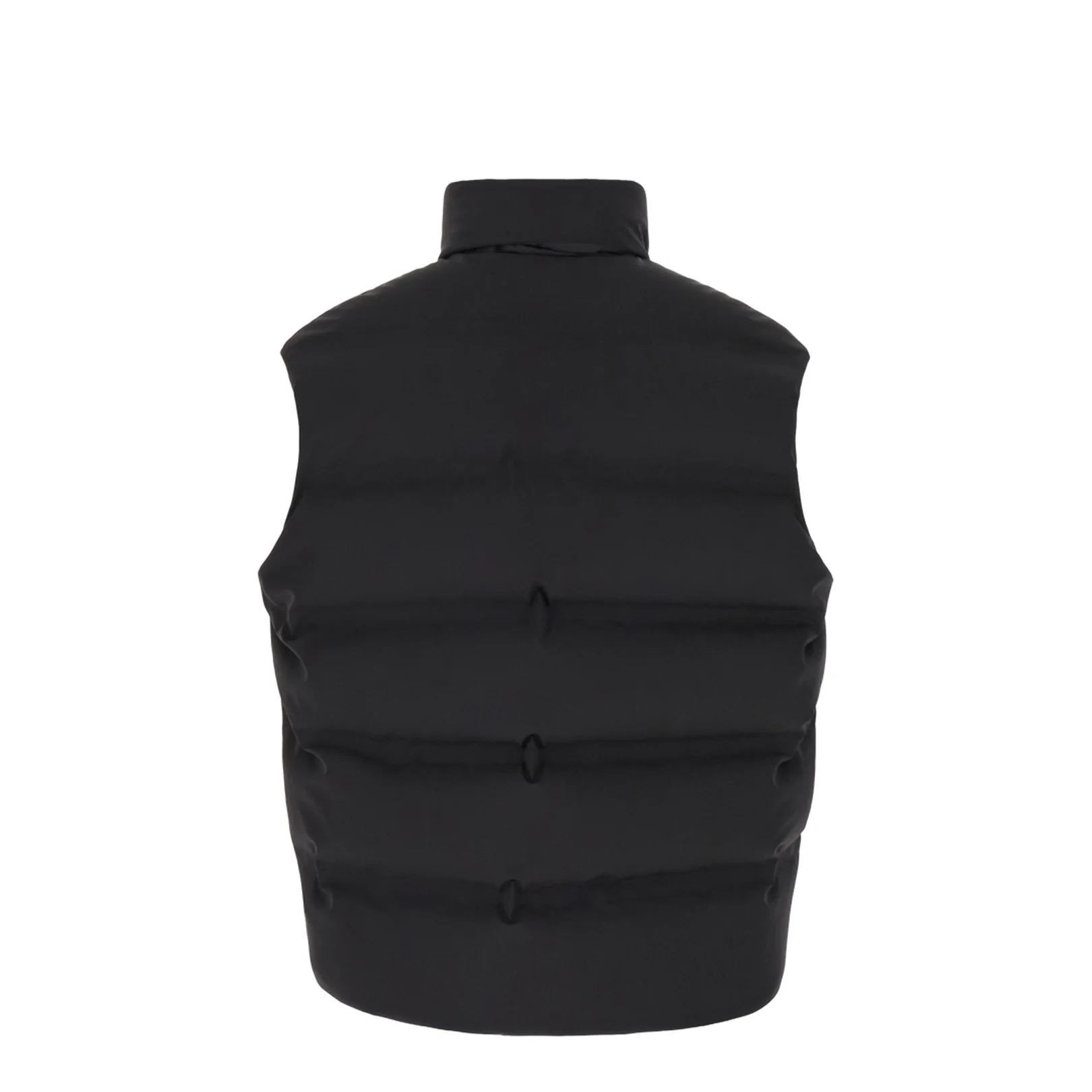 Black Stretch Nylon Blend Sleeveless Padded Jacket - Image 2