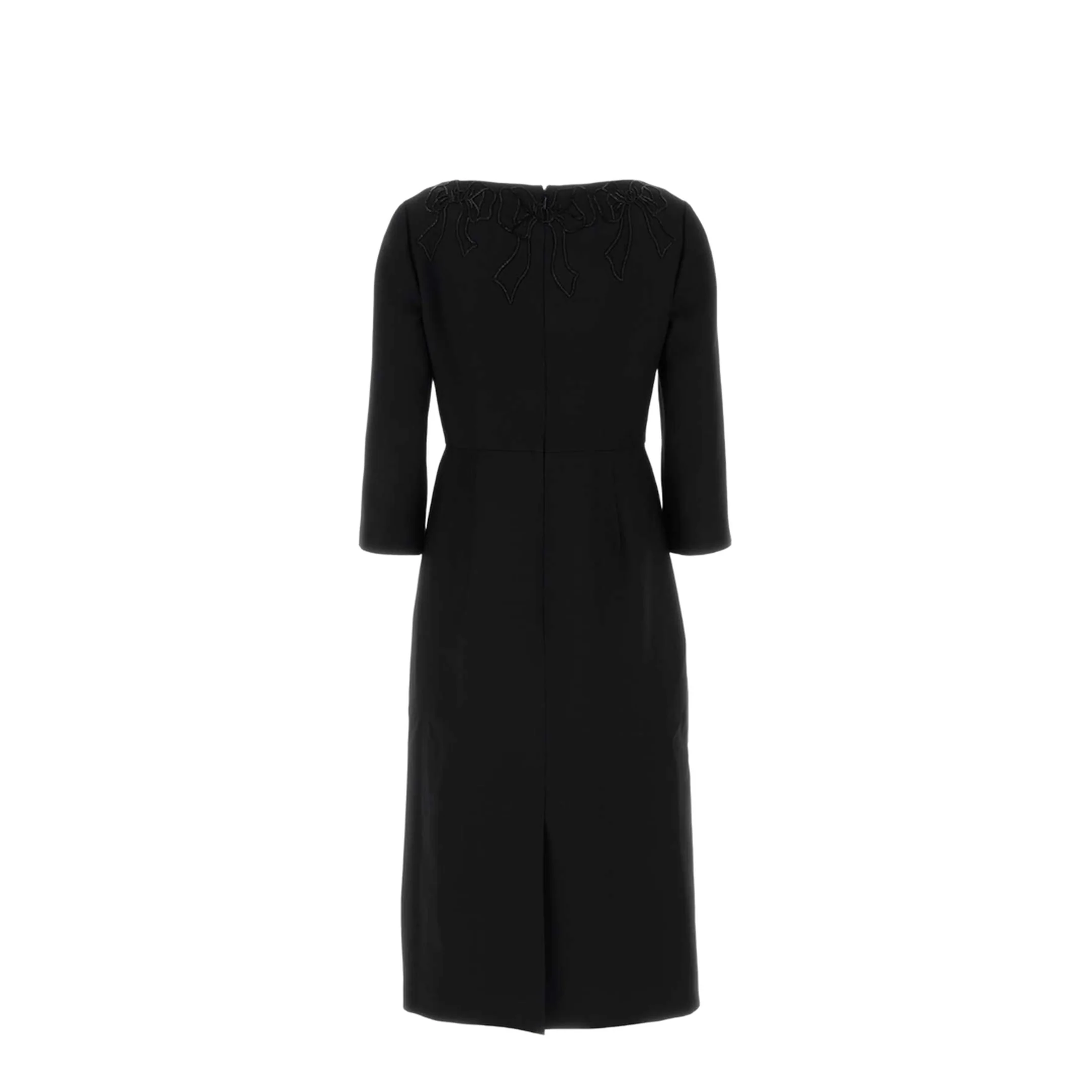 Beaded Wool Dress - Black - Image 2