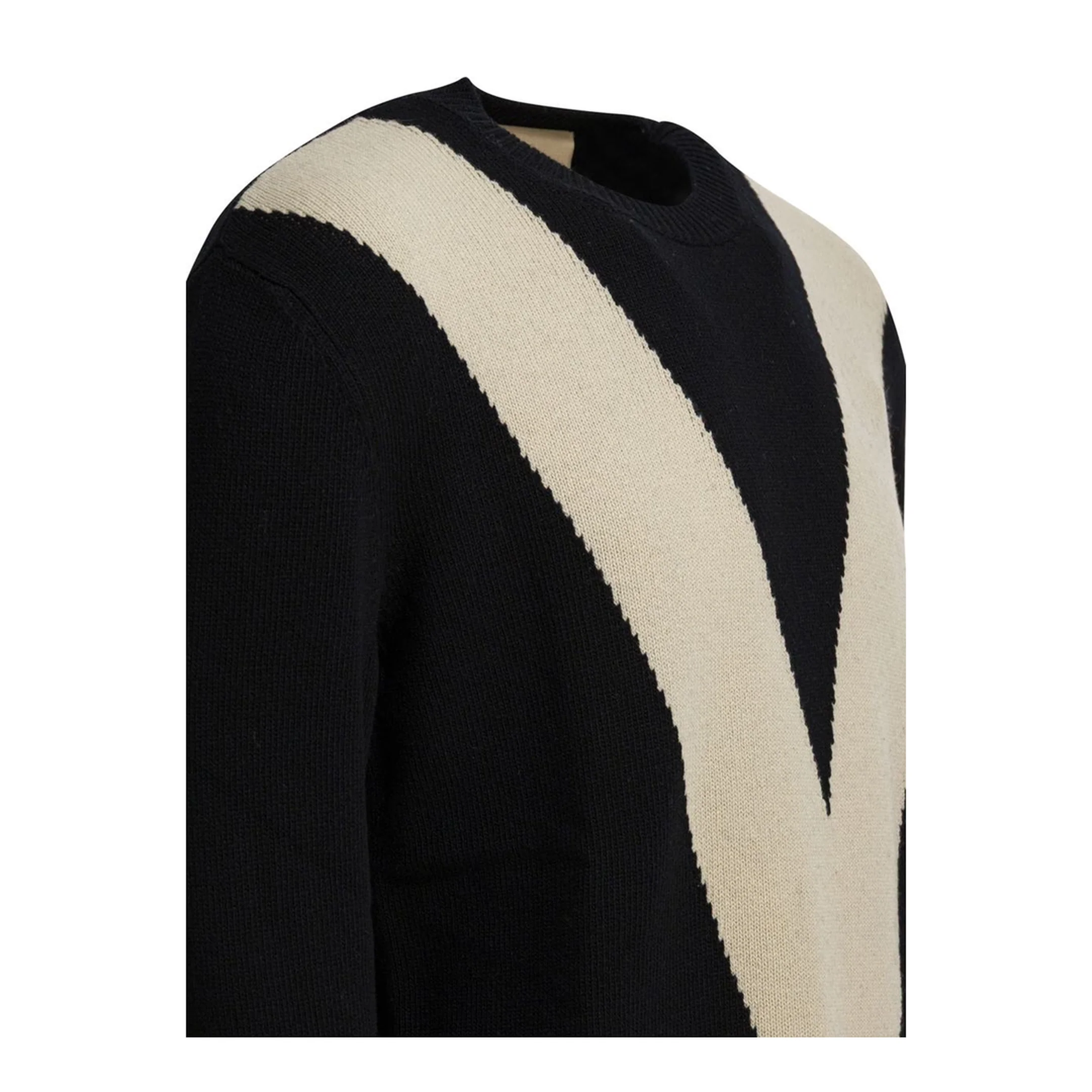 Black Wool Jumper Inlaid V - Image 4