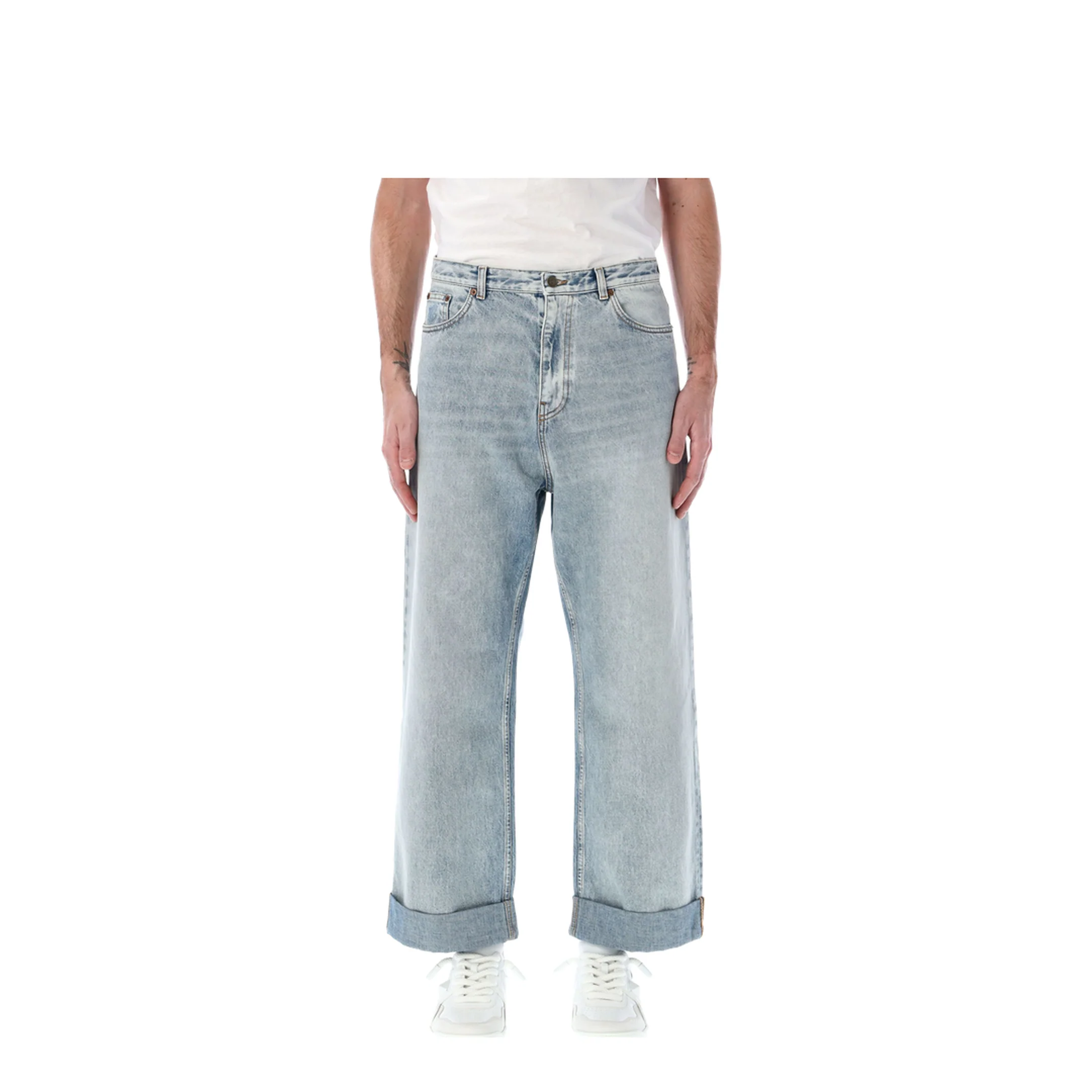 Blue Denim Wide Leg Jeans - Image 5