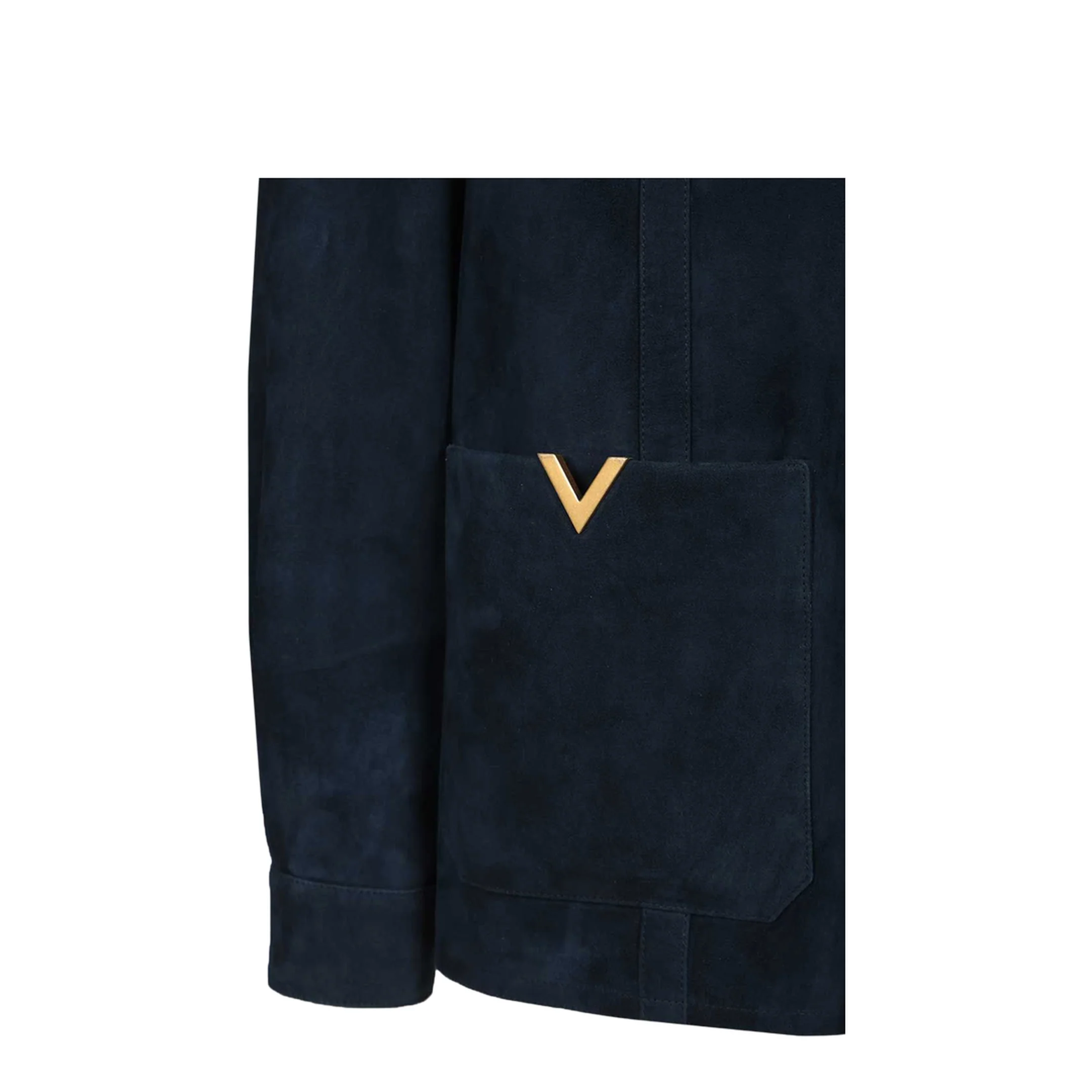 Suede Leather Jacket - Blue - Image 4