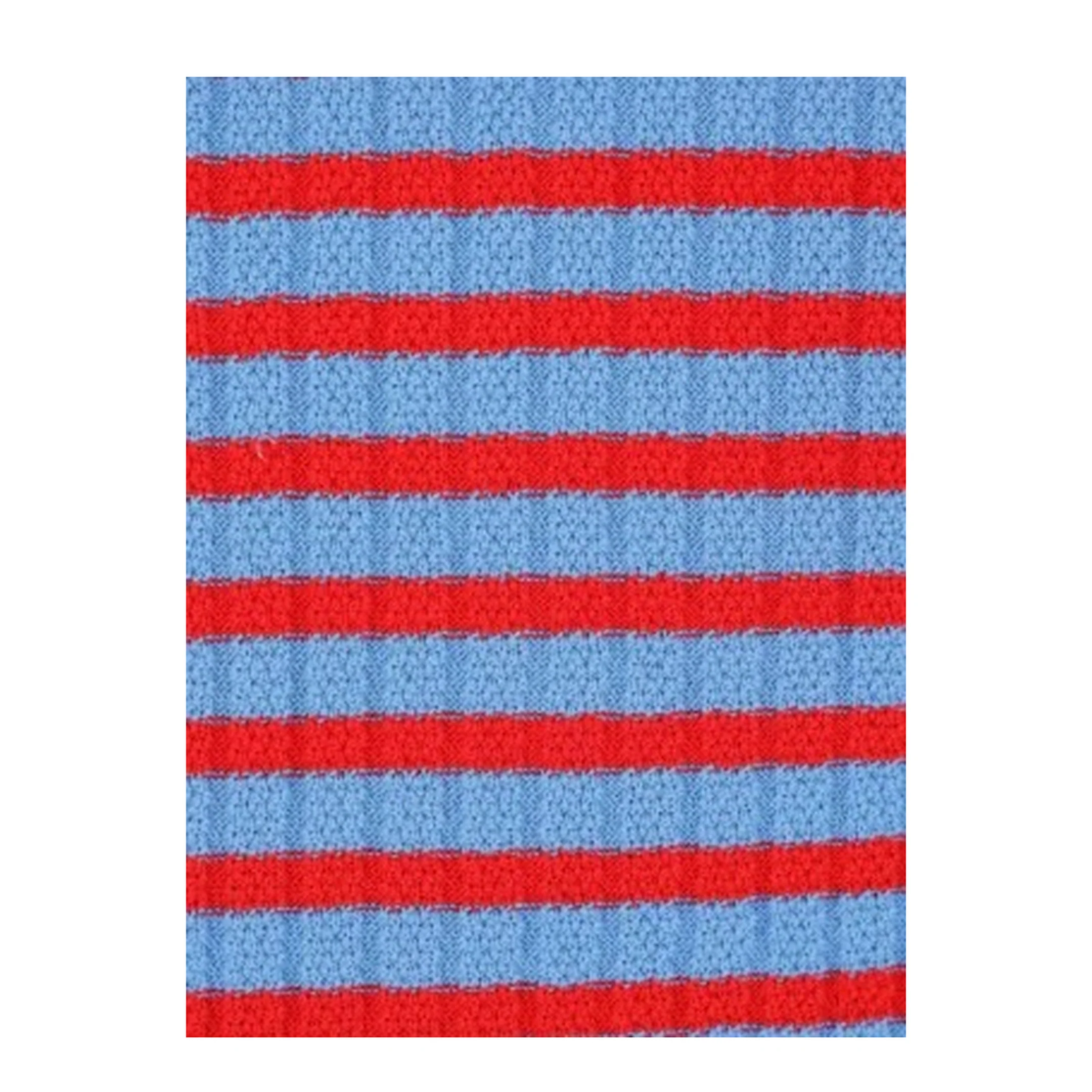 Ribbed Striped Cotton T-Shirt Blue/Red - Image 4