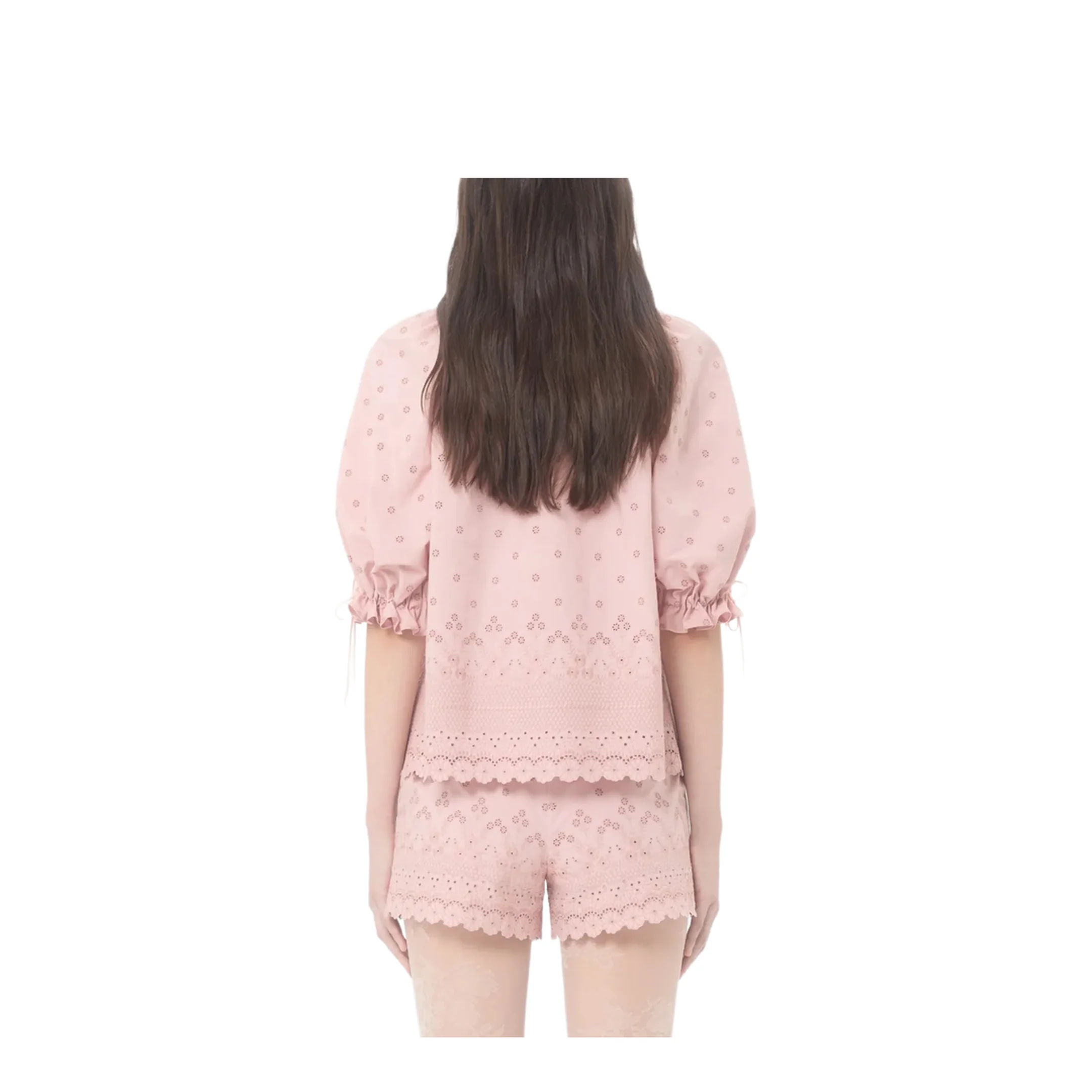 Lace Ruffles Cotton Top - Pink - Image 2