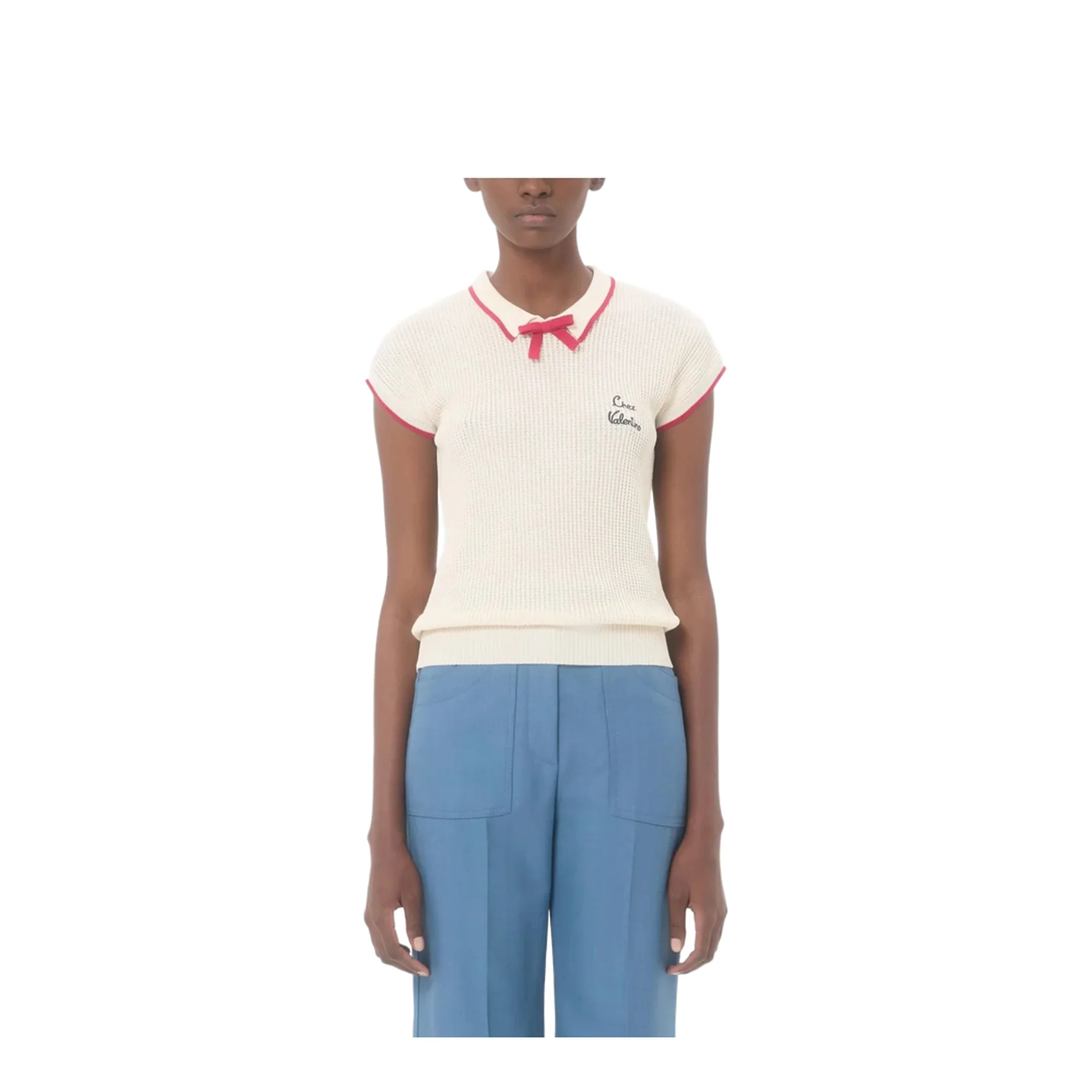 Ribbed Knitted Top White - Image 3