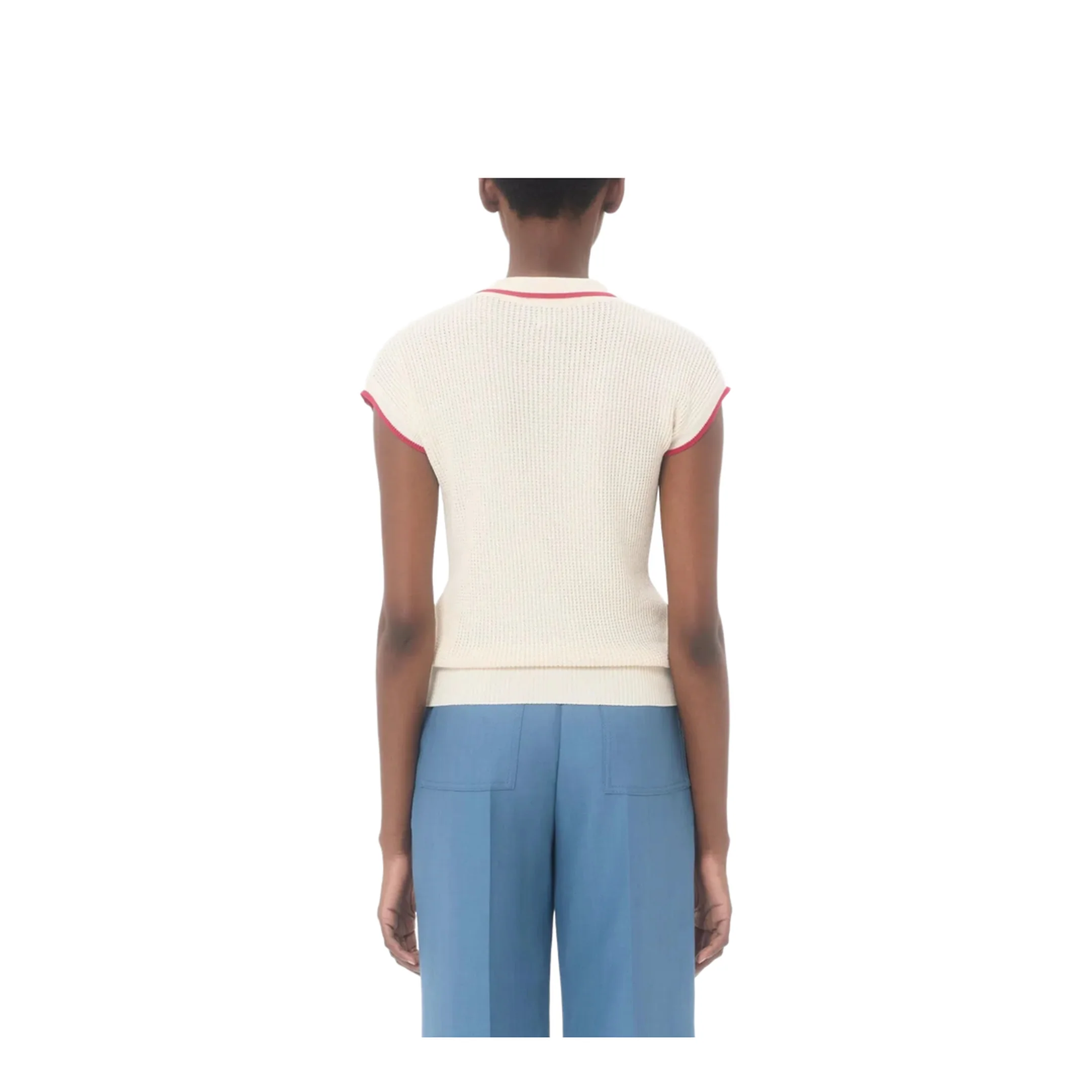 Ribbed Knitted Top White - Image 4