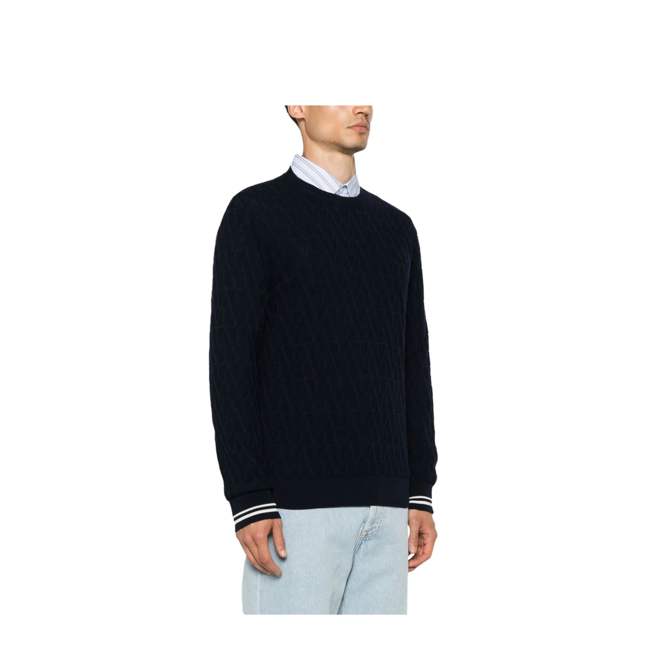 Dark Blue Cotton Sweater - Image 5