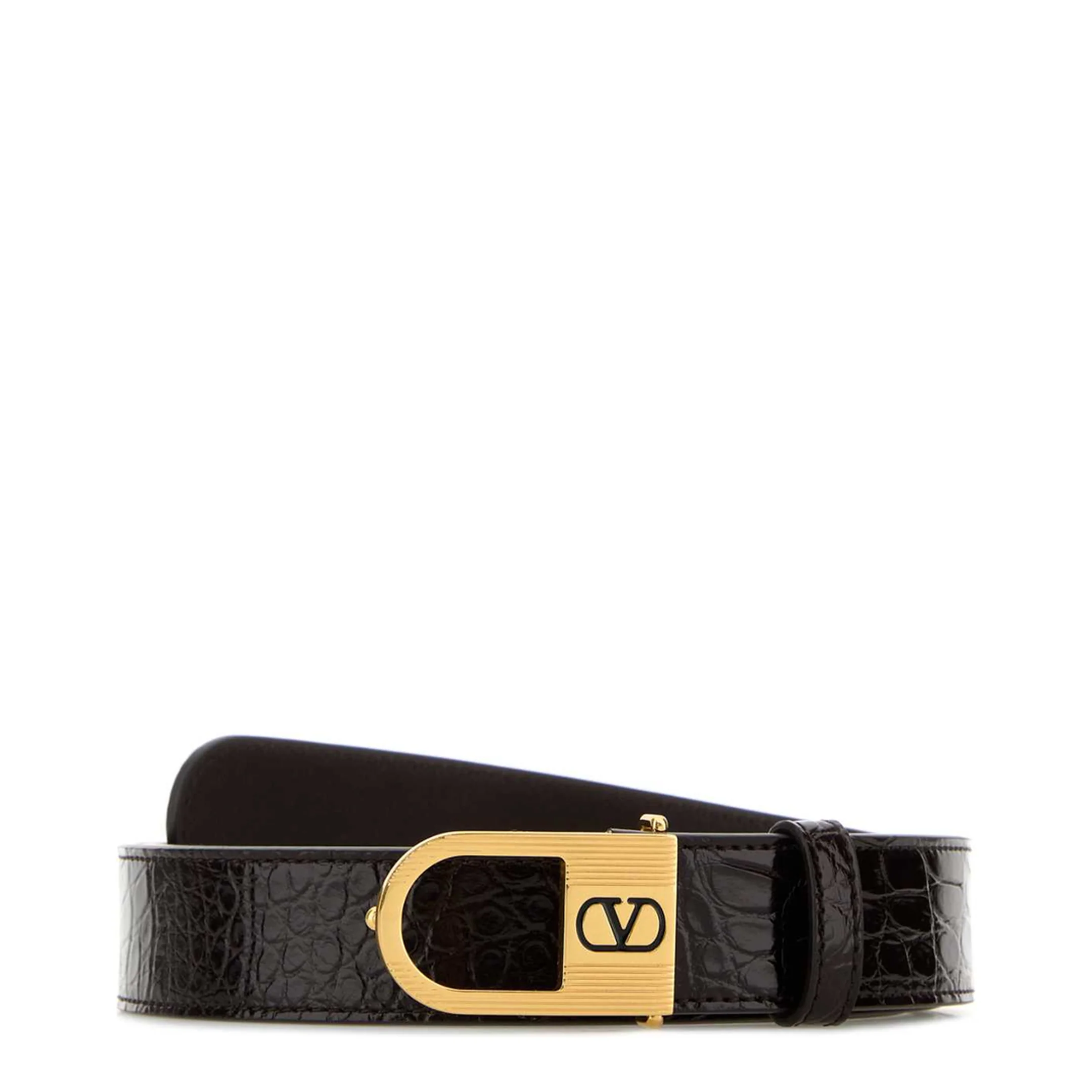 Dark Brown Leather VLogo Signature Belt - Image 3