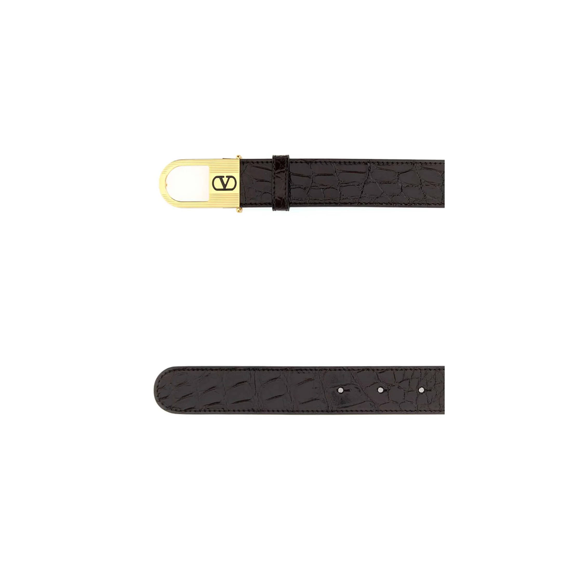 Dark Brown Leather VLogo Signature Belt - Image 4