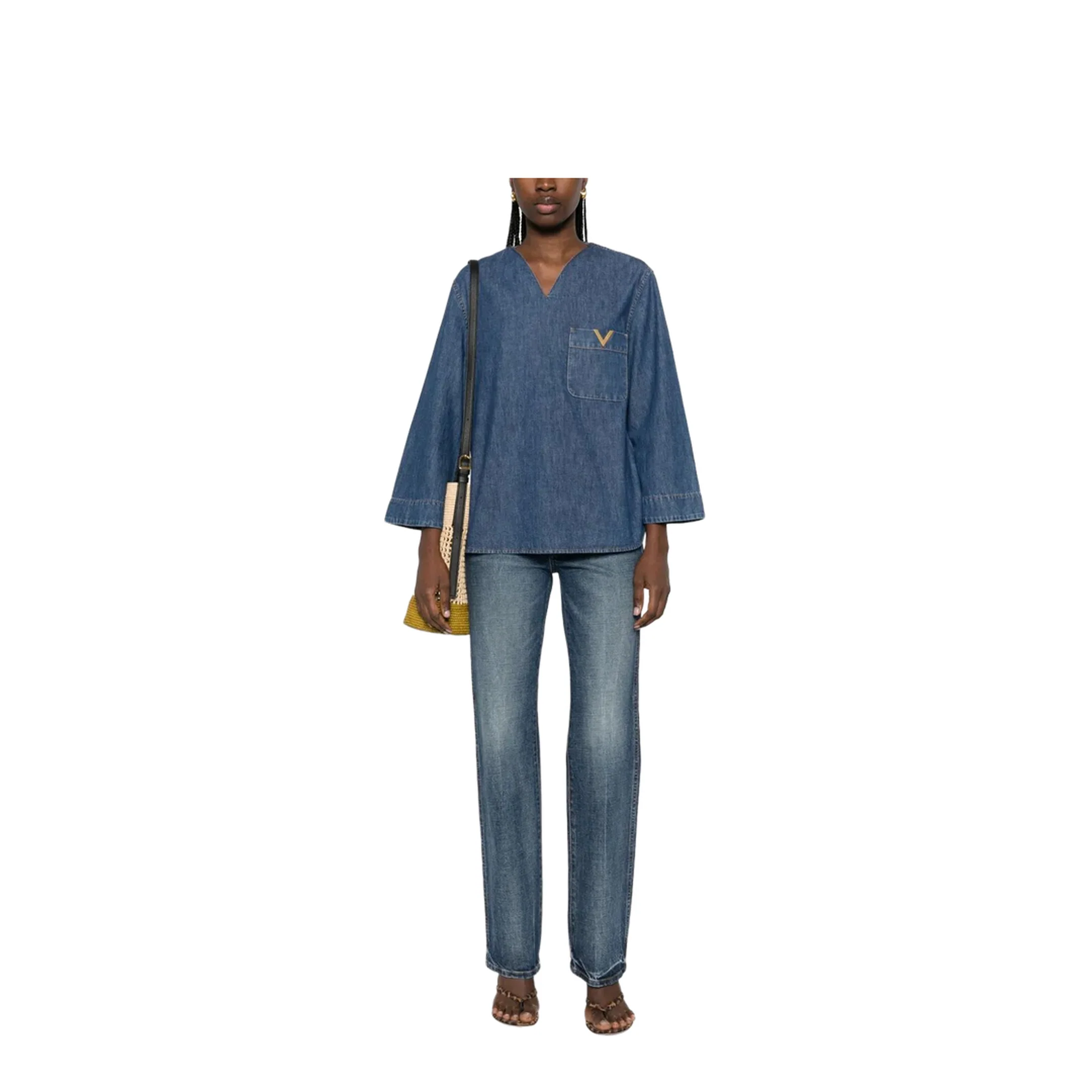 Cotton Denim Shirt - Blue - Image 2
