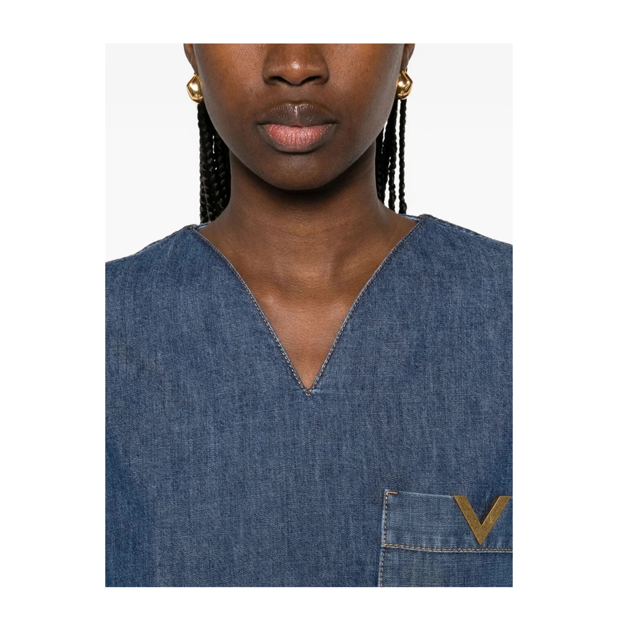 Cotton Denim Shirt - Blue - Image 5
