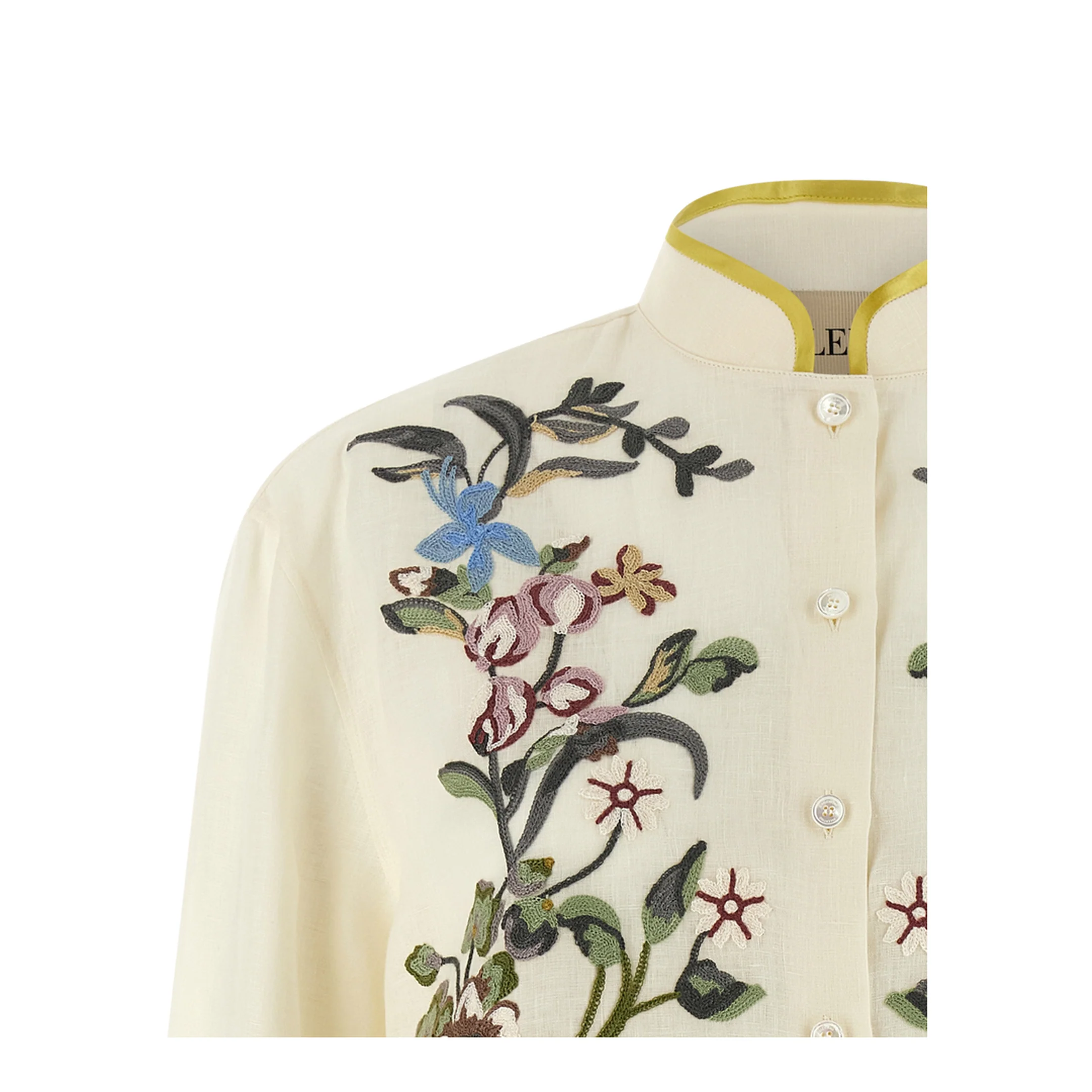 Floral Embroidered Shirt - Beige - Image 3