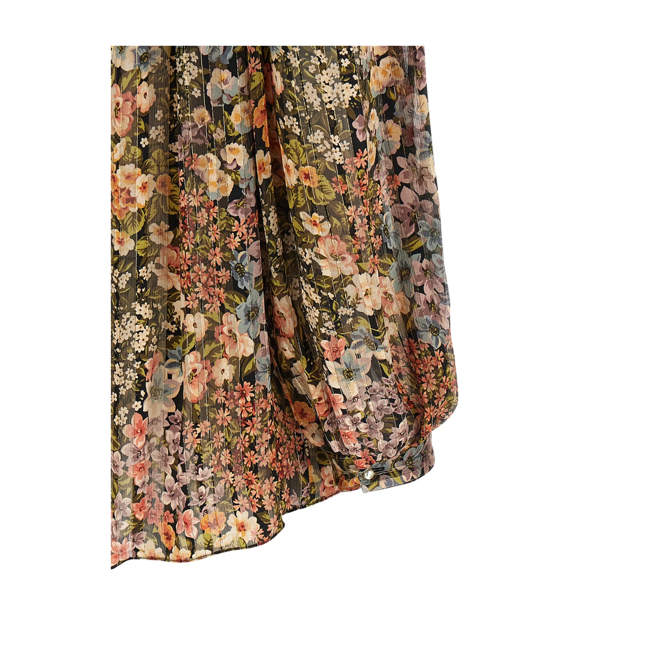 Floral Metallic Crinkle Bow-Neck Top - Image 4