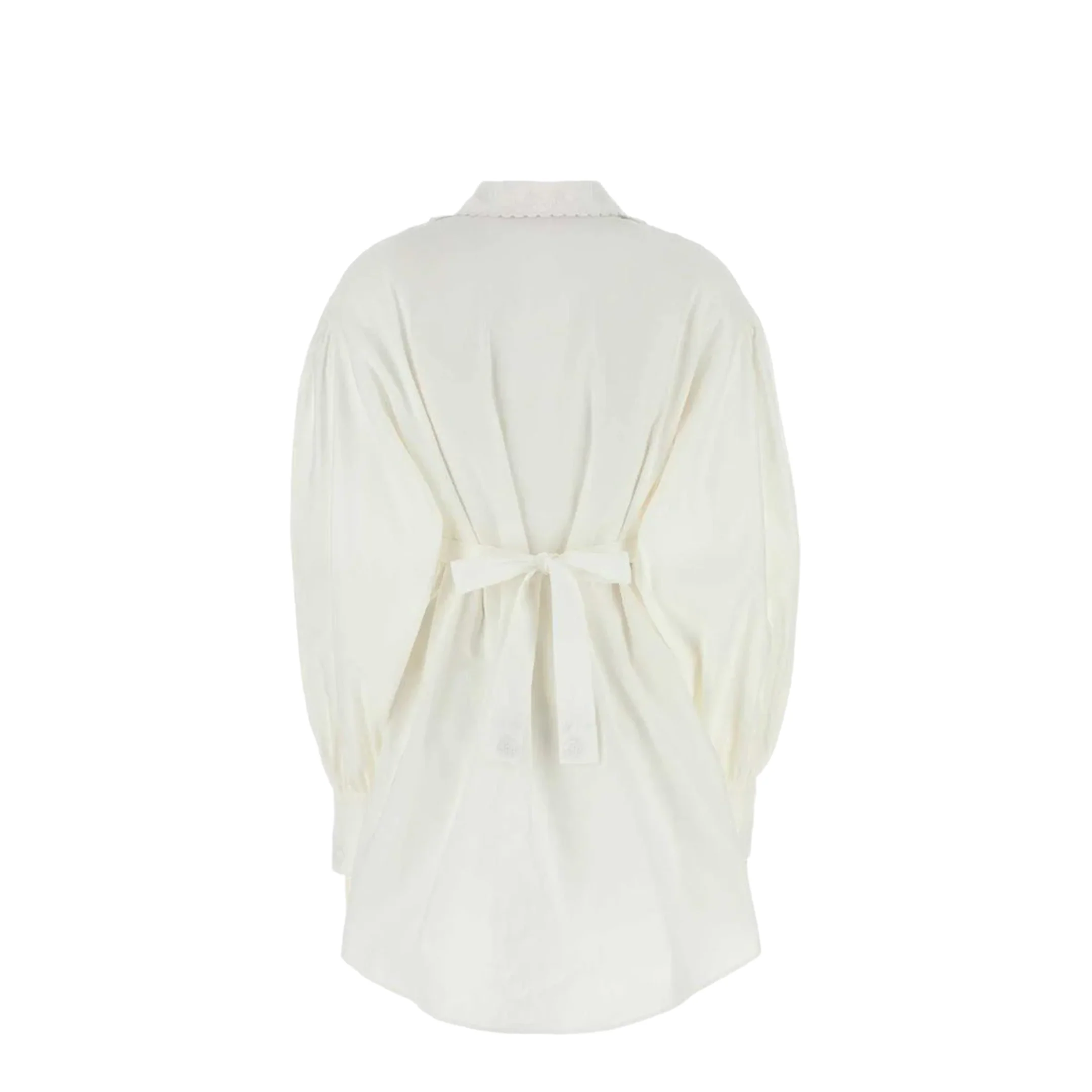 White Cotton Blend Shirt Dress - Image 2