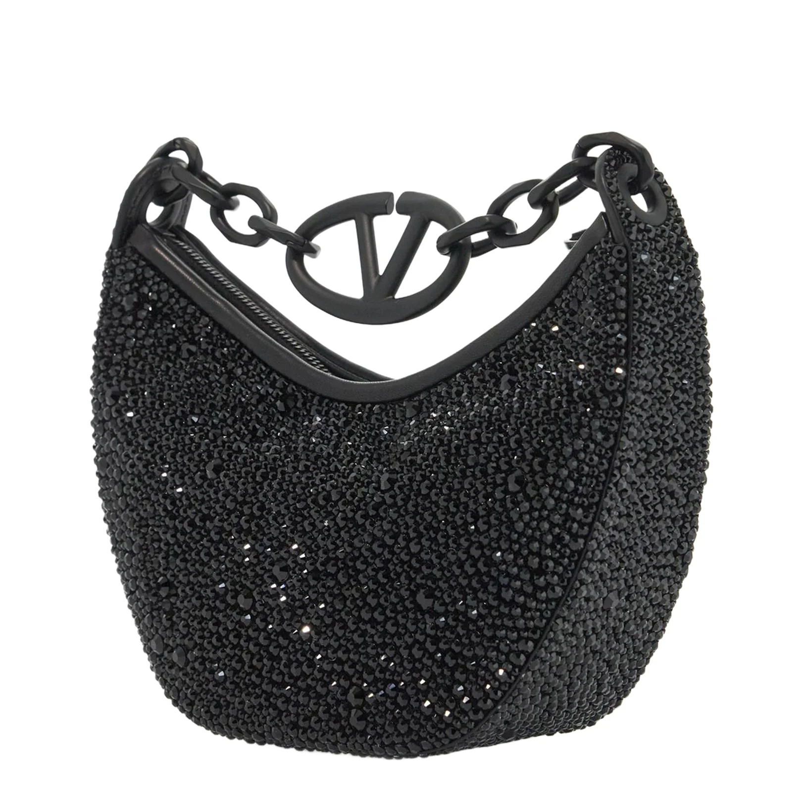 Embellished Leather Hobo VLogo Moon Handbag - Image 3