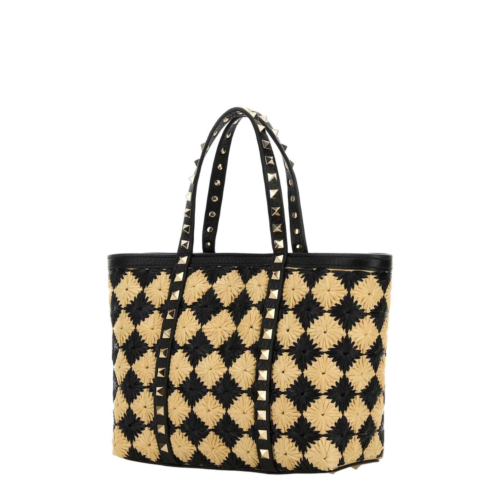 Embroidered Raffia Mini Rockstud Handbag - Image 2
