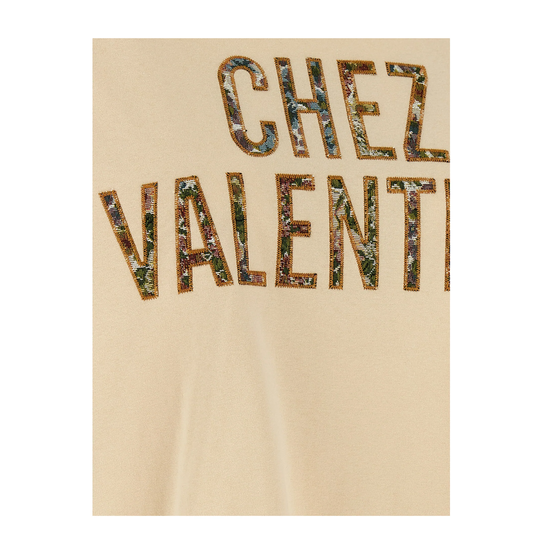 Embroidered Cotton Jersey T-Shirt - Beige - Image 4