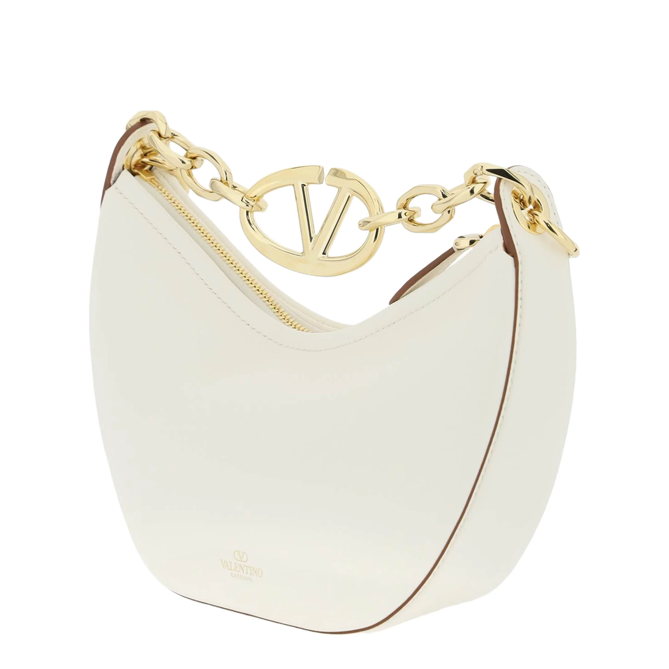 Ivory Leather Mini Hobo Vlogo Moon Handbag - Image 2
