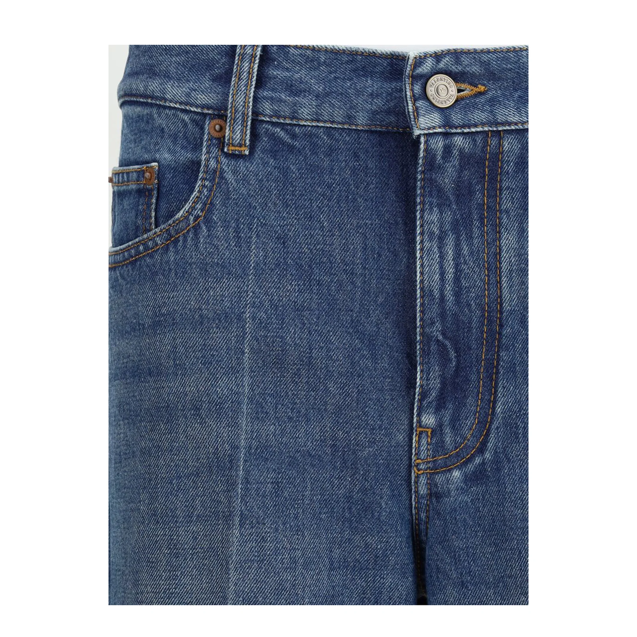 Blue Cotton Straight Leg Jeans - Image 3