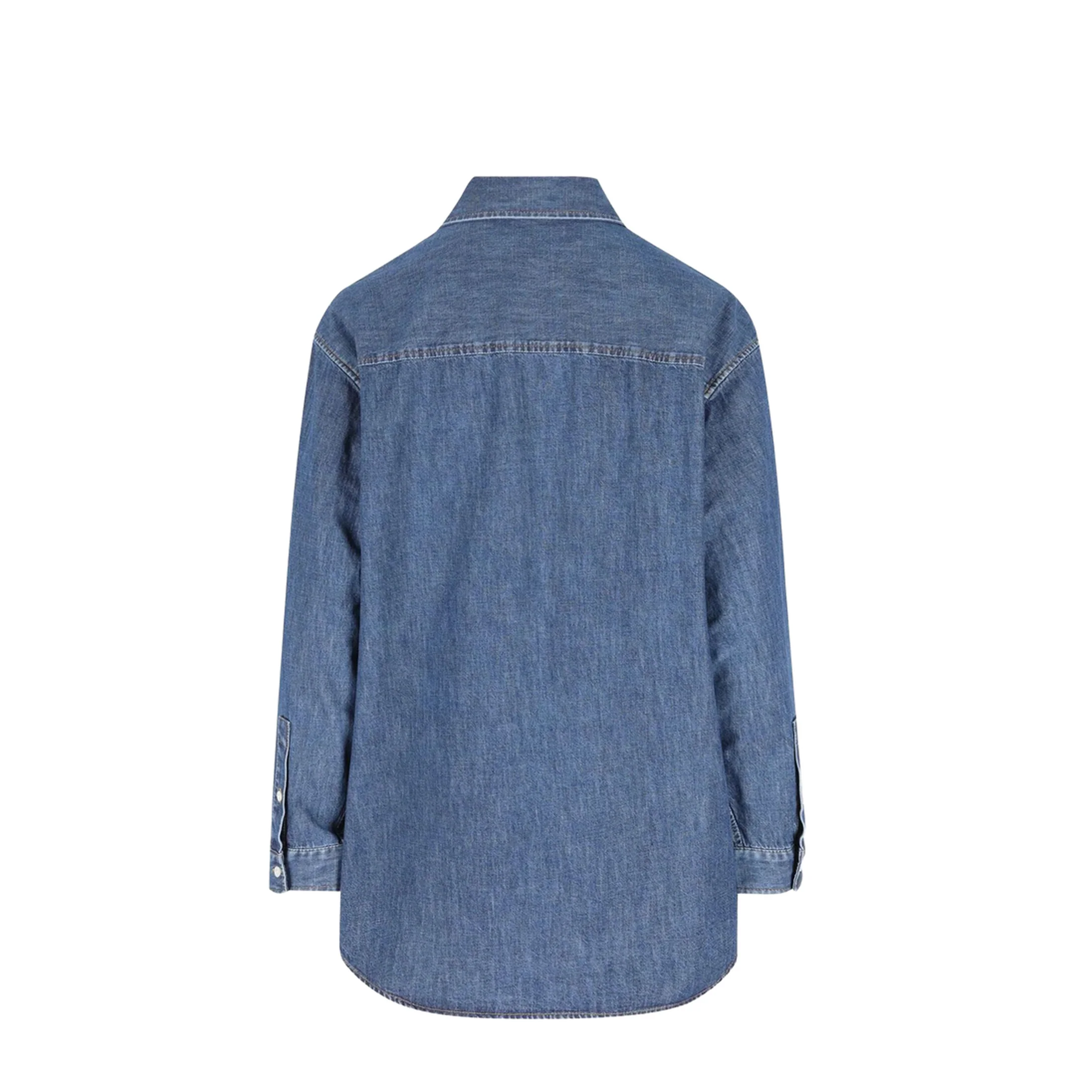 Women's Long Sleeve Denim Shirts Blue - Image 2